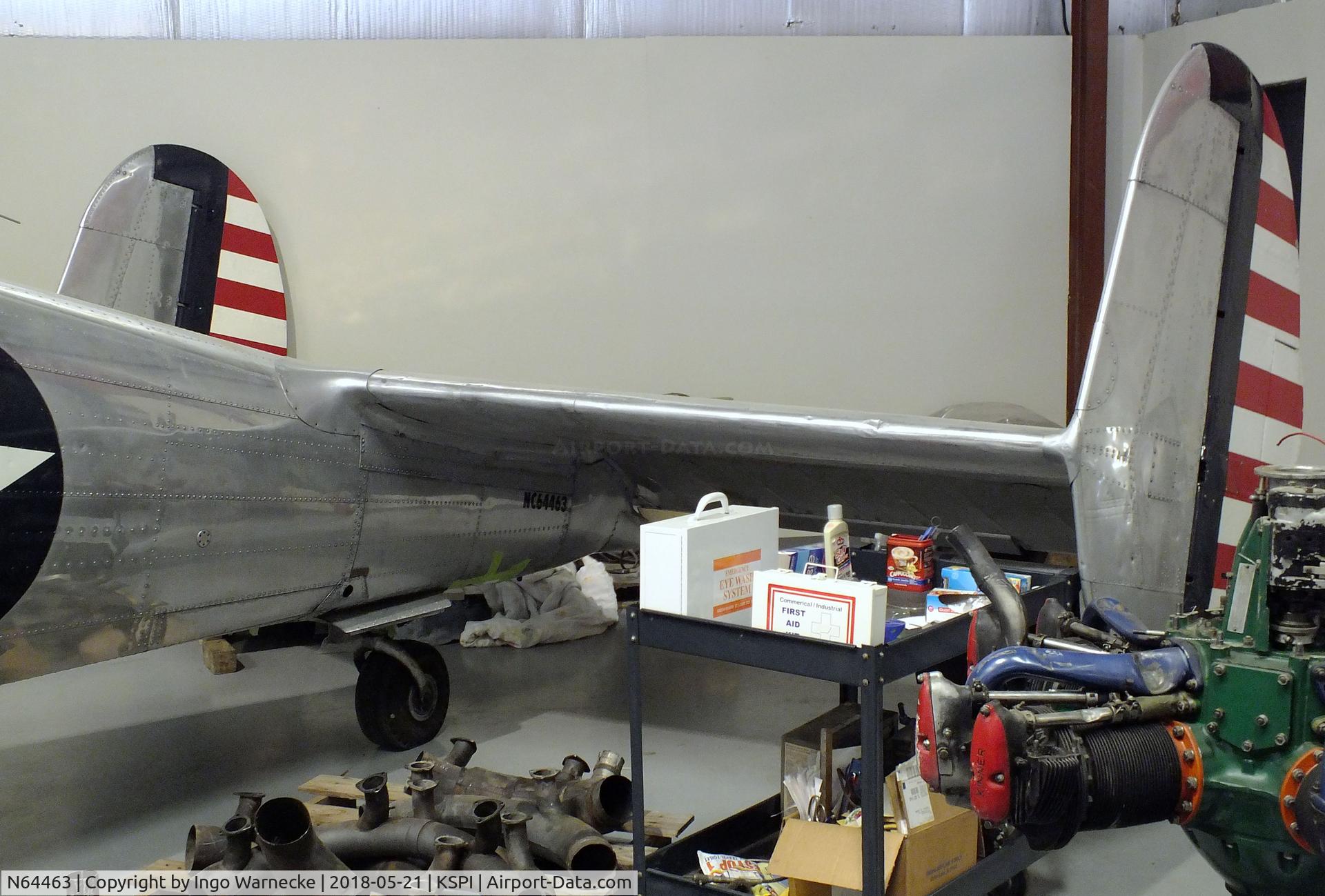 N64463, 1943 Beech C18S C/N 4534, Beechcraft C18S Twin Beech (C-45 Expeditor) undergoing maintenance at the Air Combat Museum, Springfield IL