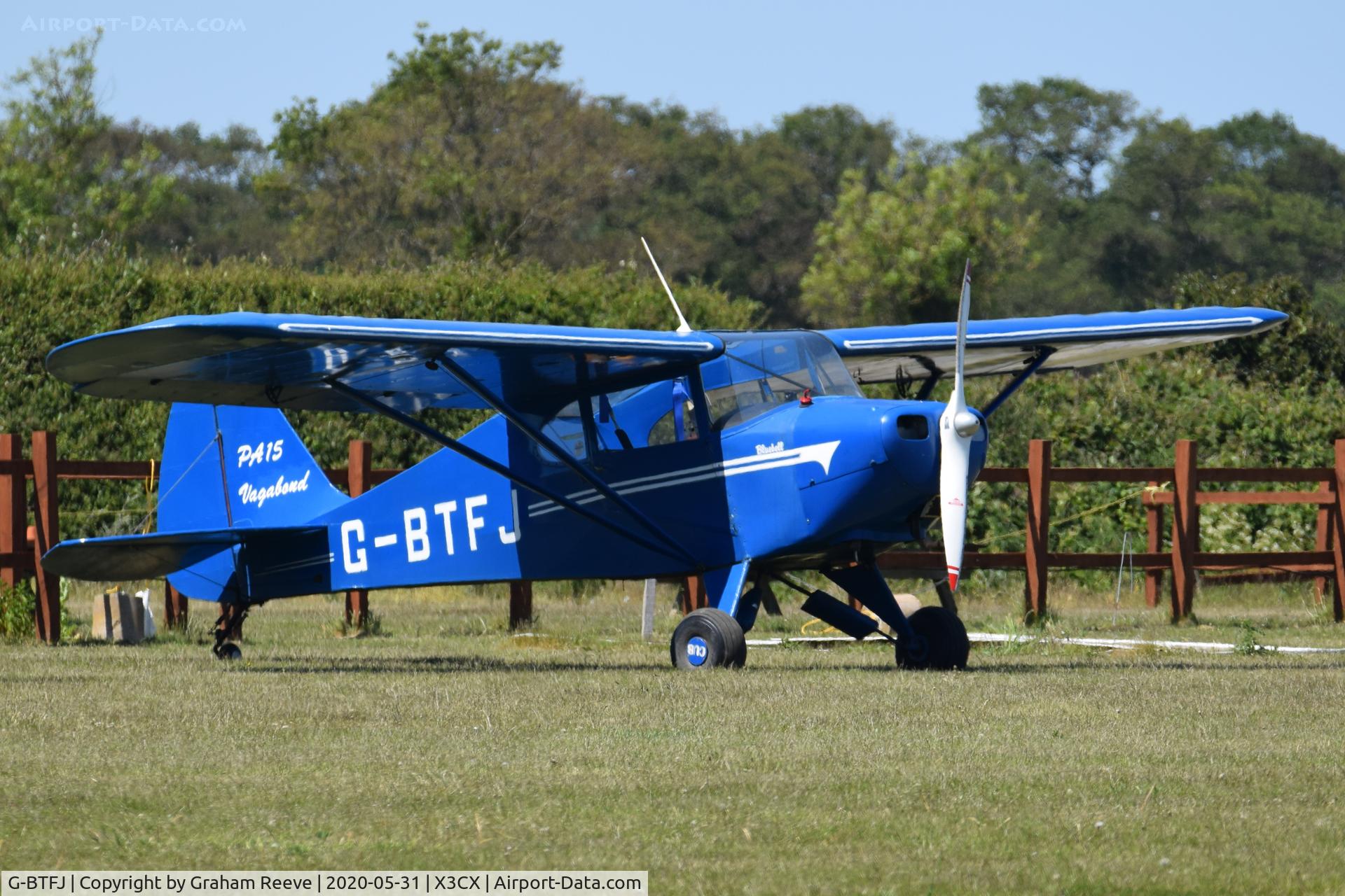 G-BTFJ, 1948 Piper PA-15 Vagabond Vagabond C/N 15-159, Parked at Northrepps.