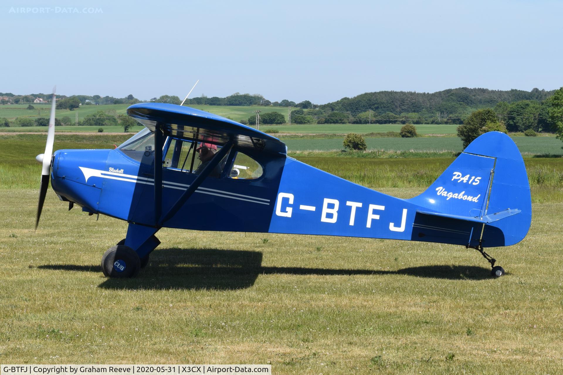 G-BTFJ, 1948 Piper PA-15 Vagabond Vagabond C/N 15-159, Departing from Northrepps.