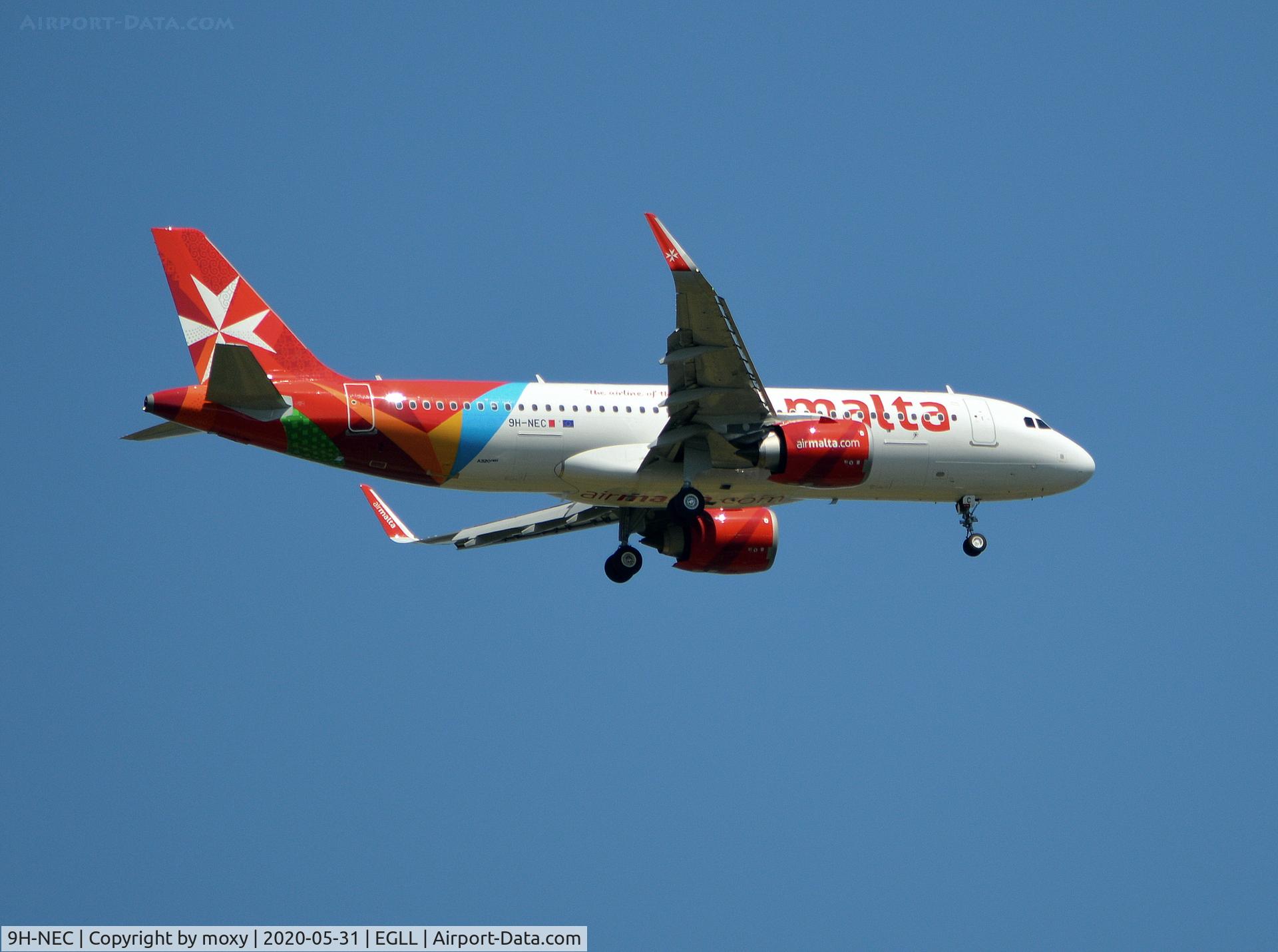 9H-NEC, 2019 Airbus A320-251N C/N 9049, Airbus A320-251N on finals to 9R London Heathrow.