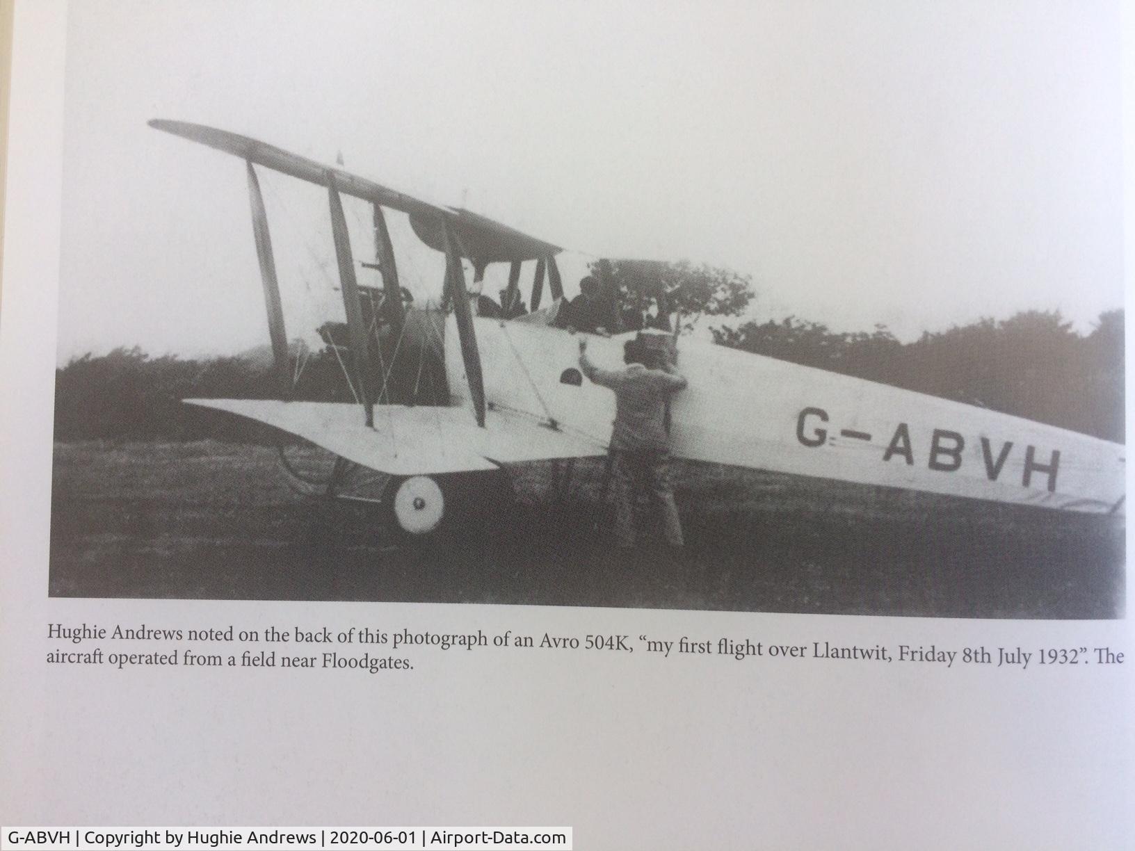 G-ABVH, Avro 504K C/N J8372, Leisure flights 1932 Llantwit Major, South Wales