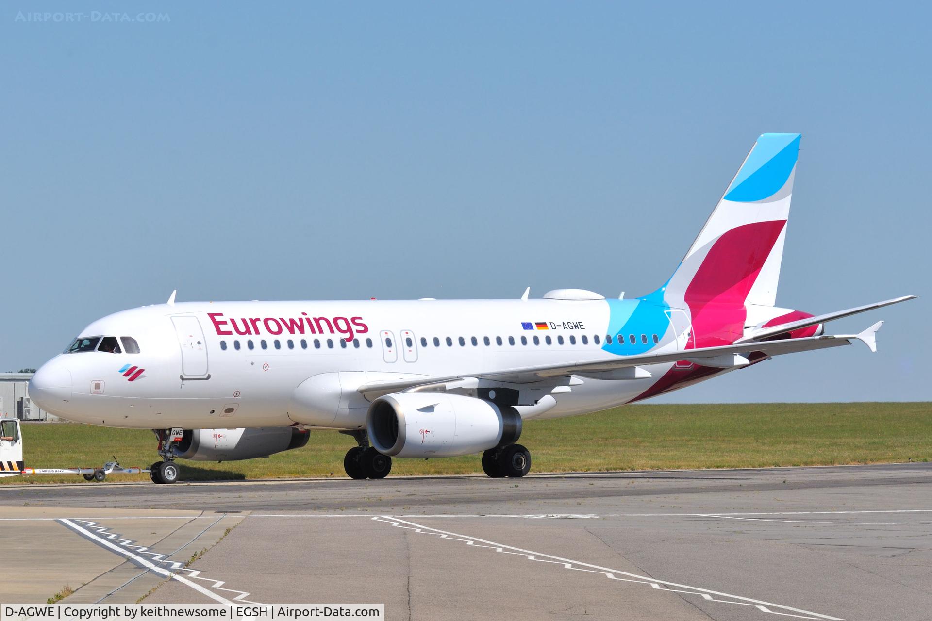D-AGWE, 2007 Airbus A319-132 C/N 3128, Removed from paint shop with Eurowings colour scheme.