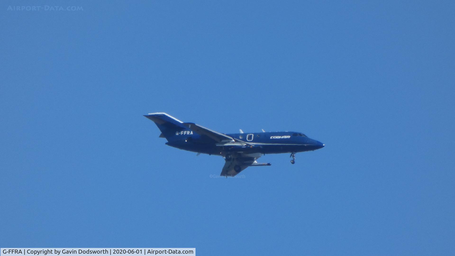 G-FFRA, 1968 Dassault Falcon (Mystere) 20DC C/N 132, Over Darlington heading back to Teesside International on June 1st 2020.