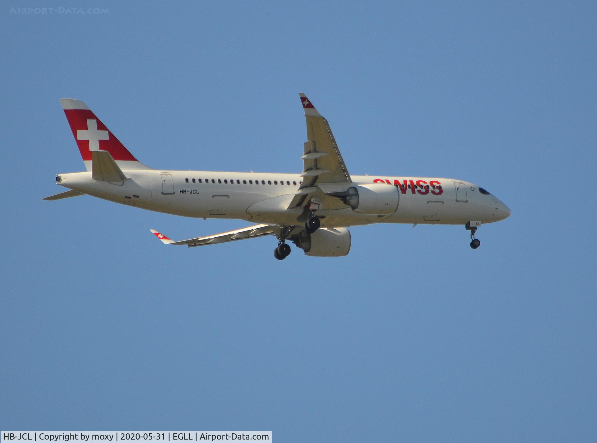 HB-JCL, 2018 Bombardier CS300 (BD-500-1A11) C/N 55029, Airbus A220-300 (formerly Bombardier CS300) on finals to 9R London Heathrow.