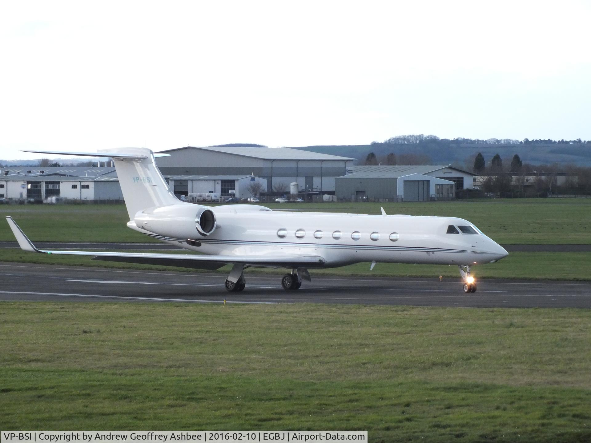 VP-BSI, 2005 Gulfstream Aerospace V-SP G550 C/N 5084, VP-BSI at Gloucestershire Airport.