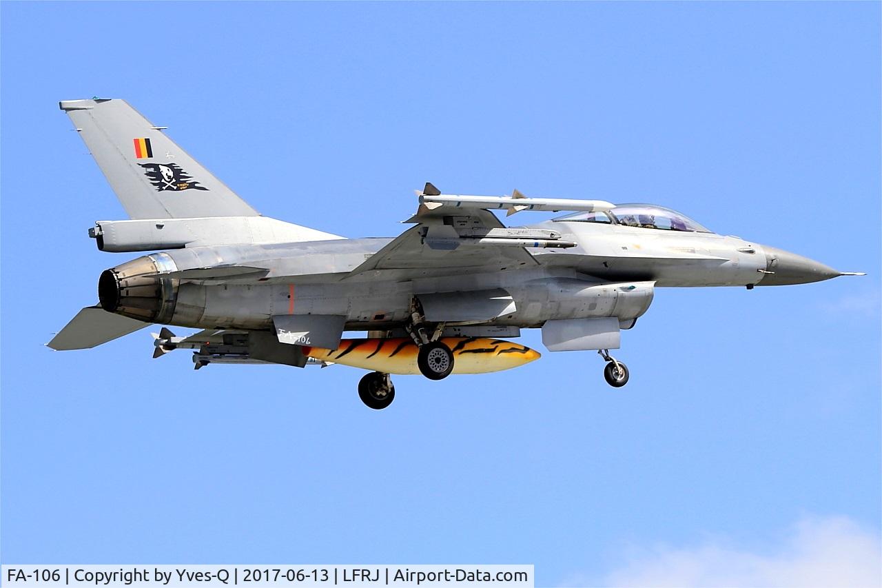 FA-106, SABCA F-16AM Fighting Falcon C/N 6H-106, SABCA F-16AM Fighting Falcon, On final rwy 08, Landivisiau Naval Air Base (LFRJ) Tiger Meet 2017