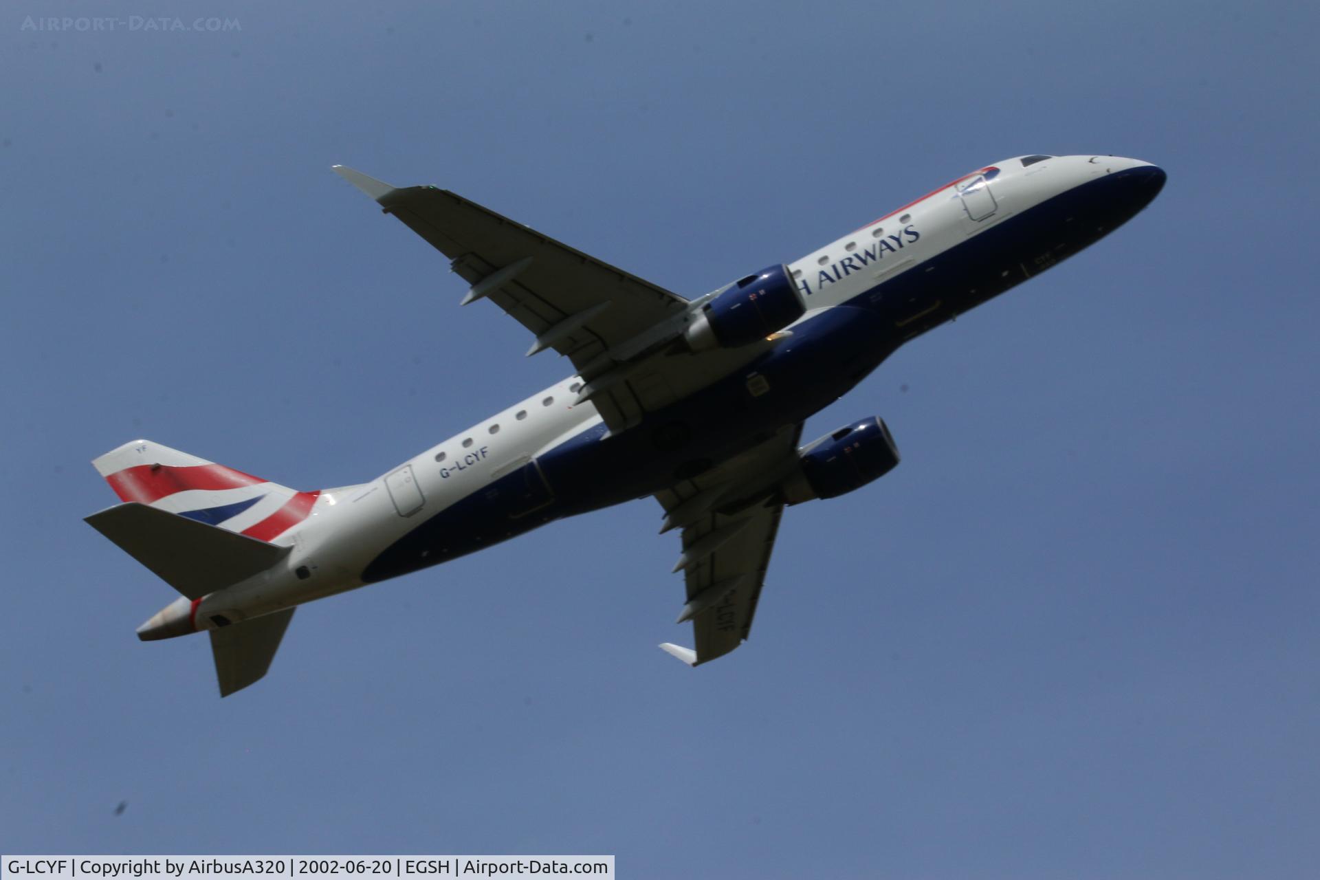 G-LCYF, 2009 Embraer 170STD (ERJ-170-100STD) C/N 17000298, Departing NWI