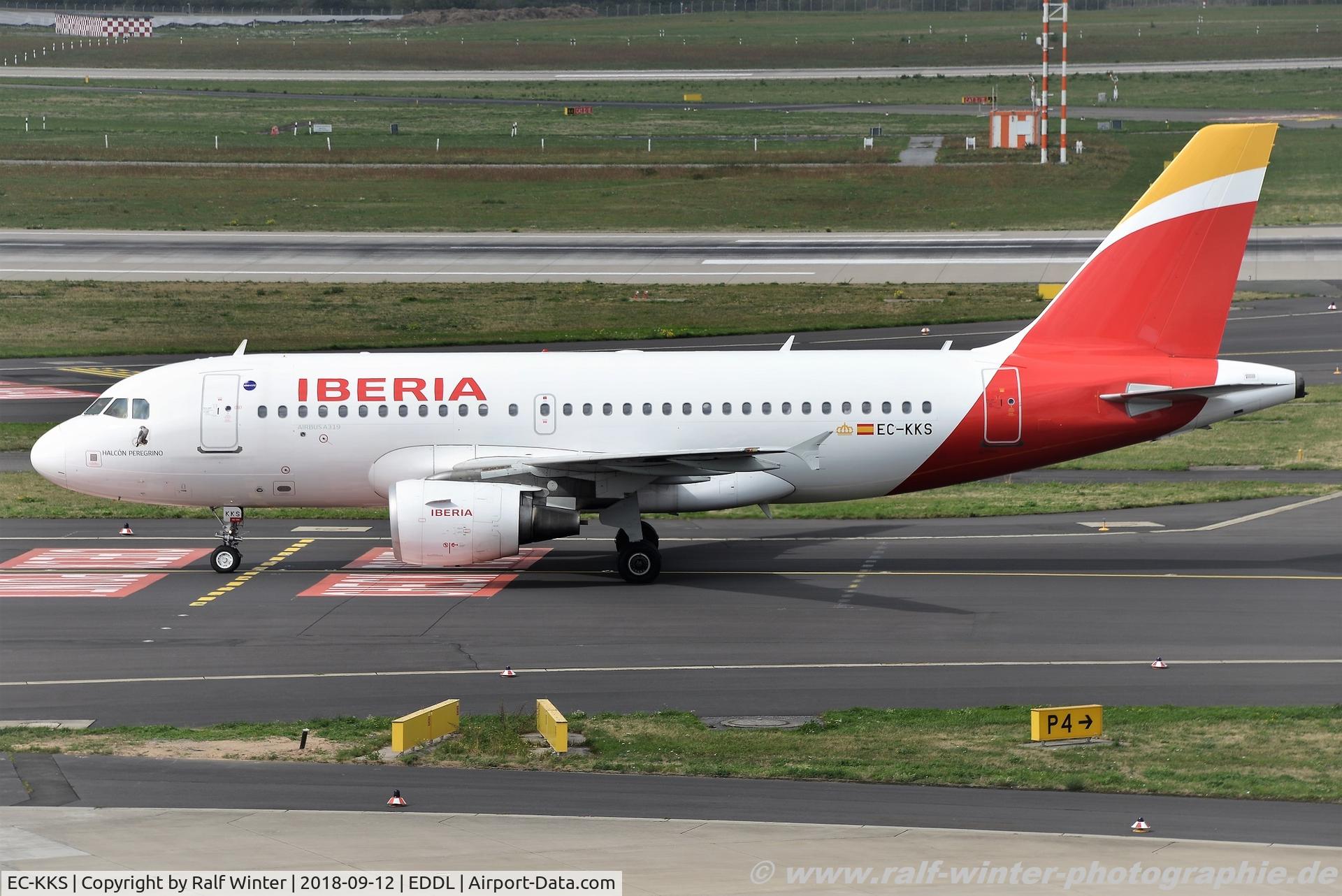 EC-KKS, 2007 Airbus A319-111 C/N 3320, Airbus A319-111 - IB IBE Iberia 'Halcón Peregrino' - 3320 - EC-KKS - 12.09.2018 - DUS