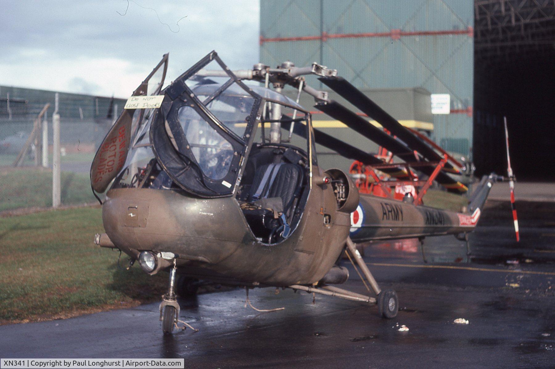 XN341, 1959 Saunders-Roe Skeeter AOP.12 C/N S2/7147, Taken at the RAF St Athan Battle of Britian Airday 1981. Was held in store here