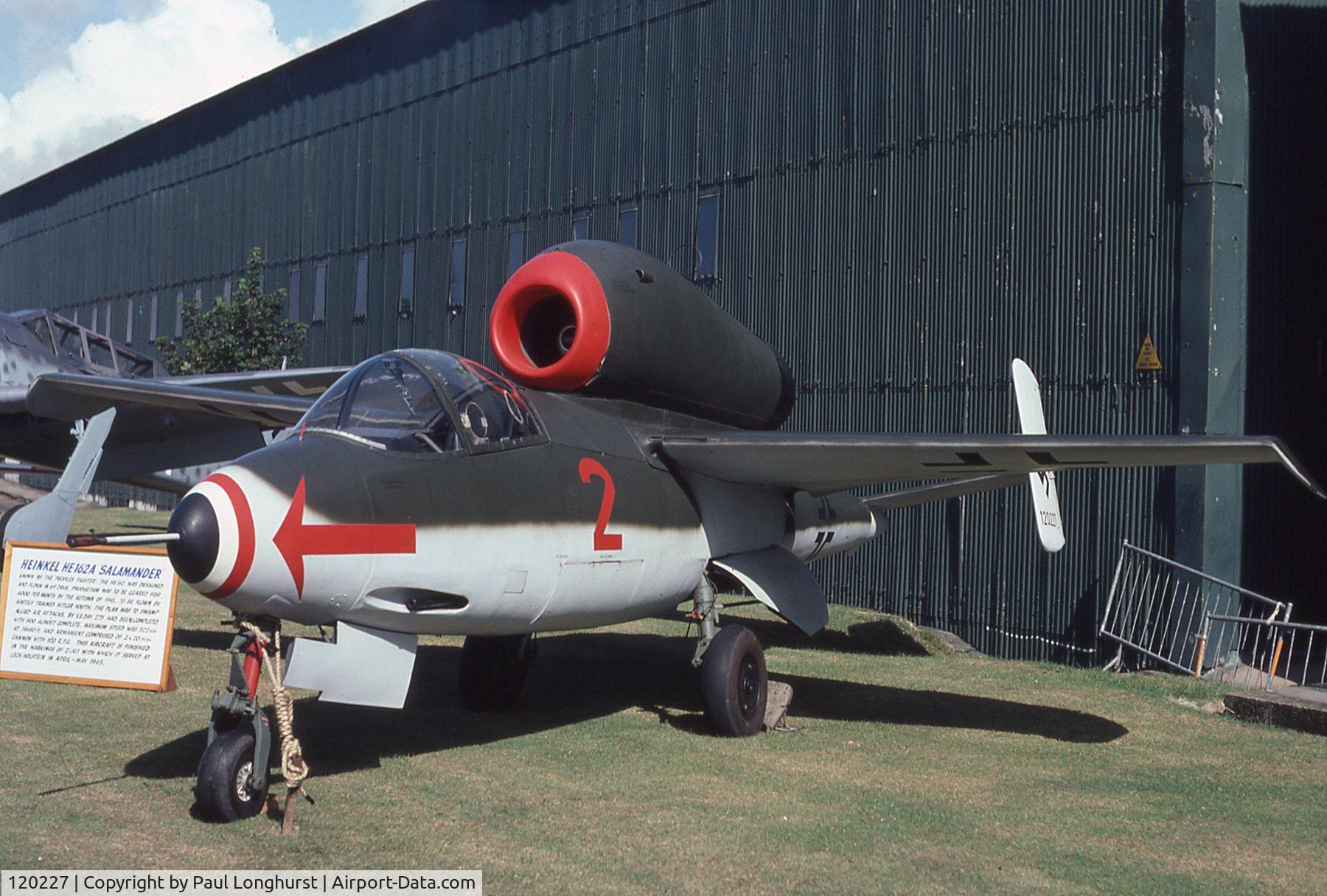 120227, 1945 Heinkel He-162A-2 Volksjager C/N 120227, Taken at the RAF St Athan Battle of Britain Airshow. Was held in store there.