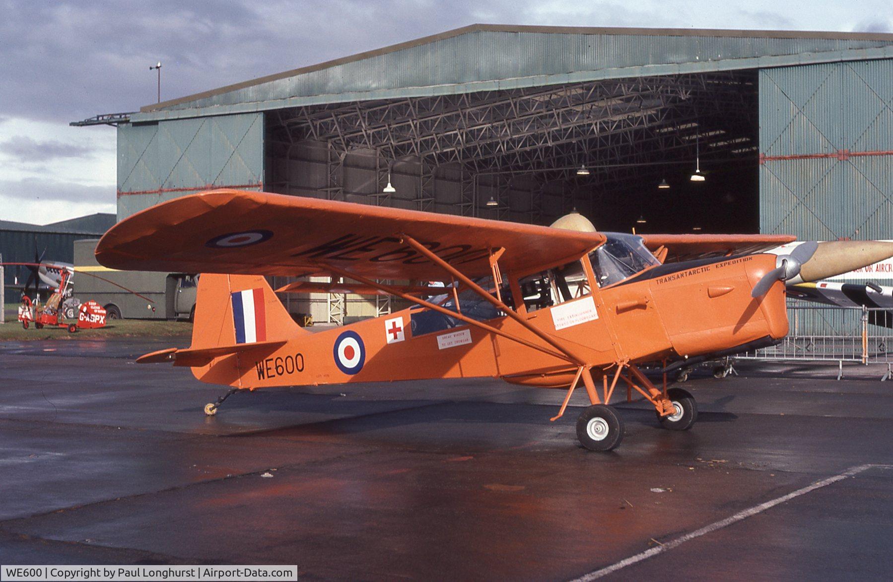 WE600, Auster C-4 Auster T7 Antarctic C/N Not found WE600, Taken at RAF St Athan Battle of Britain airshow 1981. Aircraft was in store there with wheel Uc fitted
