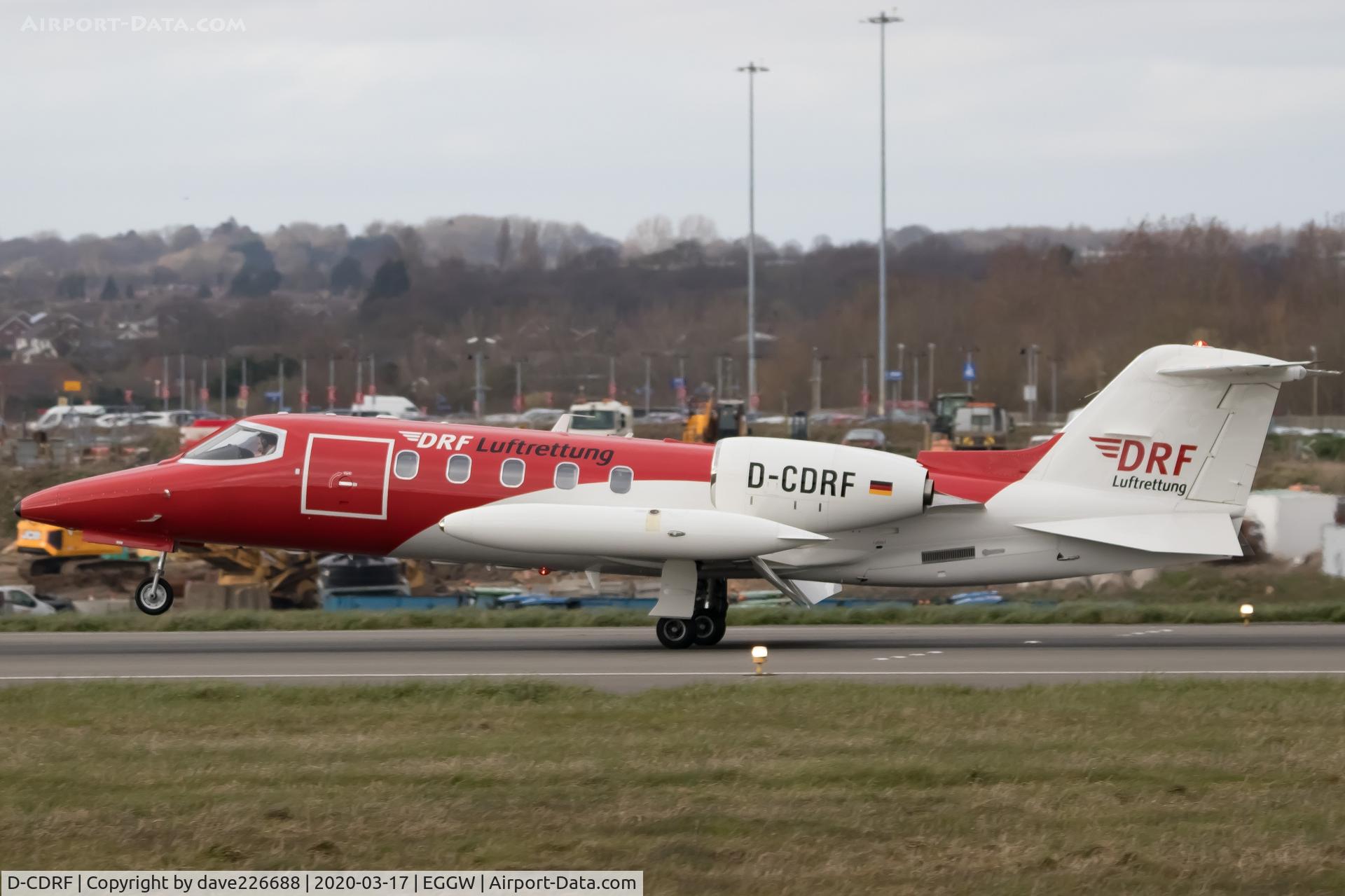 D-CDRF, 1990 Learjet 35A C/N 35-656, Came to DRF late 2019 - Ex D CFOR, G ZMED, N356JW and G JETL - seen landing at London Luton on rwy 26