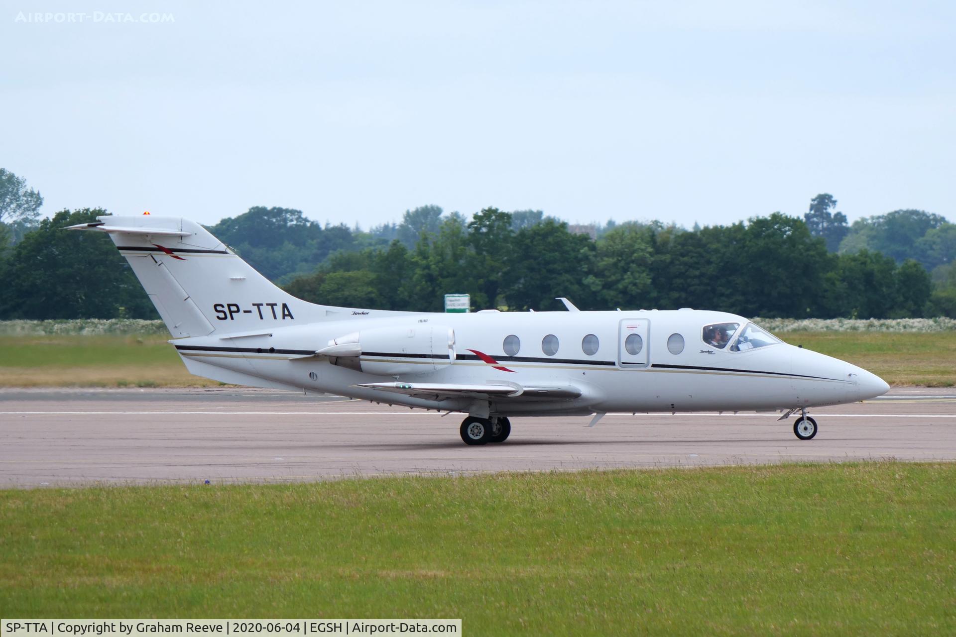 SP-TTA, 2010 Hawker Beechcraft 400A Beechjet C/N RK-598, Departing from Norwich.