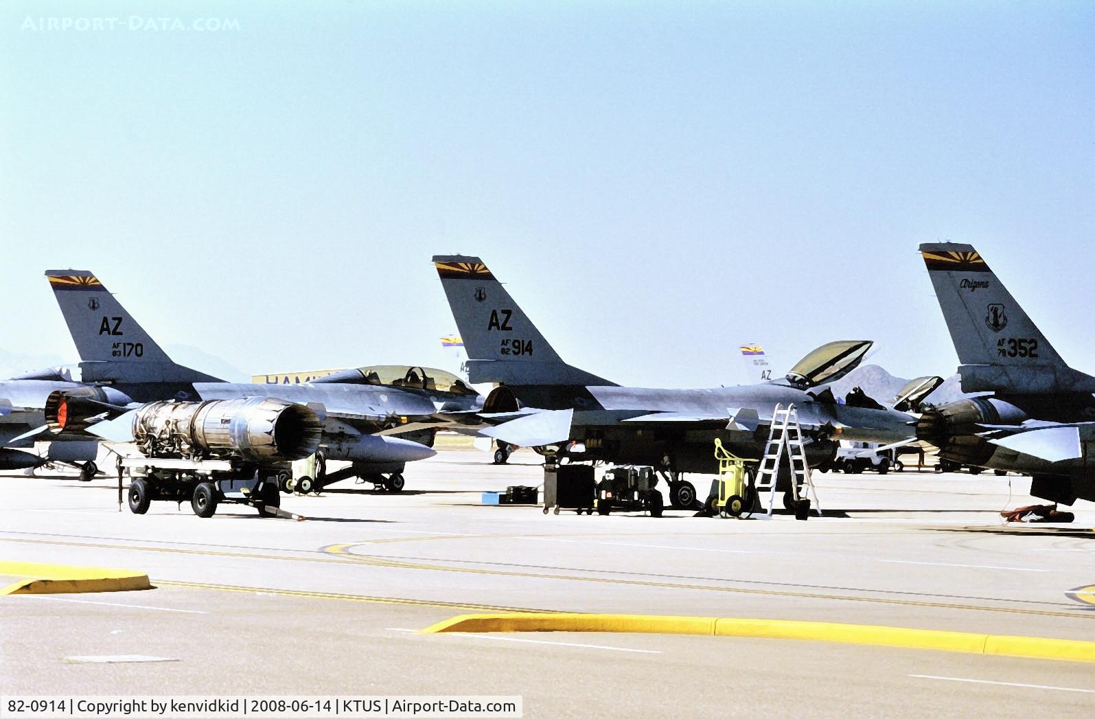 82-0914, General Dynamics F-16A Fighting Falcon C/N 61-507, At Tucson ANG base, circa 1993.