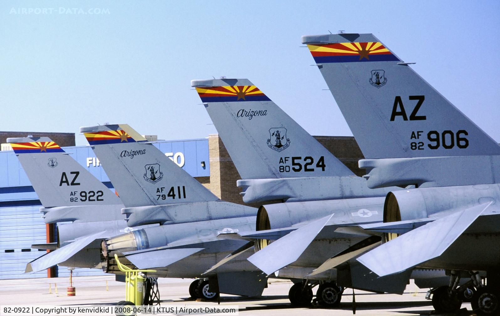82-0922, 1982 General Dynamics F-16A C/N 61-515, At Tucson ANG base, circa 1993.