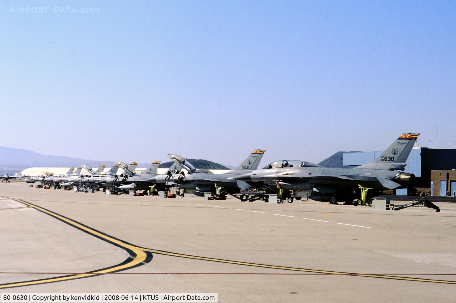 80-0630, 1980 General Dynamics F-16B C/N 62-72, At Tucson ANG base, circa 1993.