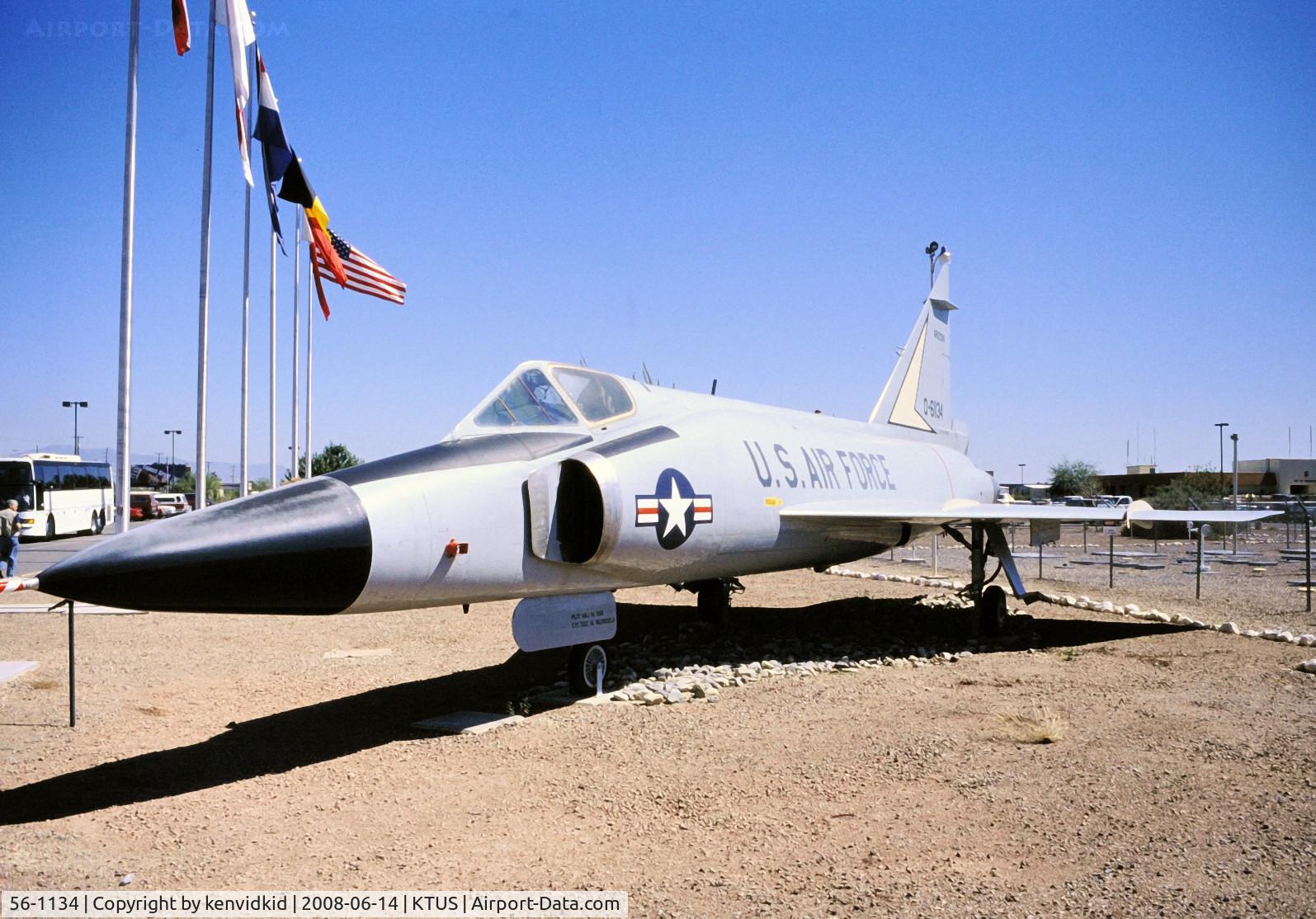 56-1134, Convair F-102A C/N 8-10-351, At Tucson ANG base memorial park, circa 1993.