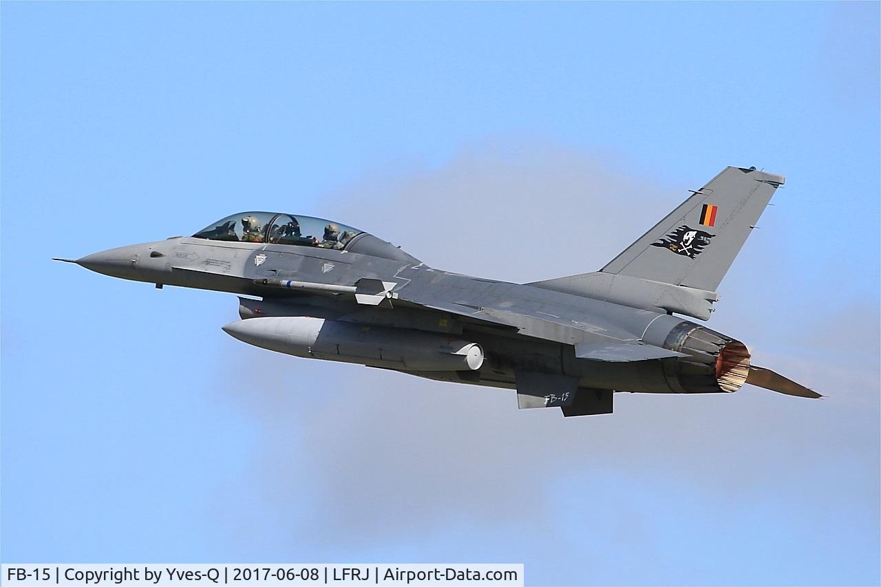 FB-15, General Dynamics F-16BM Fighting Falcon C/N 6J-15, General Dynamics F-16BM Fighting Falcon, Take off rwy 26, Landivisiau Naval Air Base (LFRJ) Tiger Meet 2017
