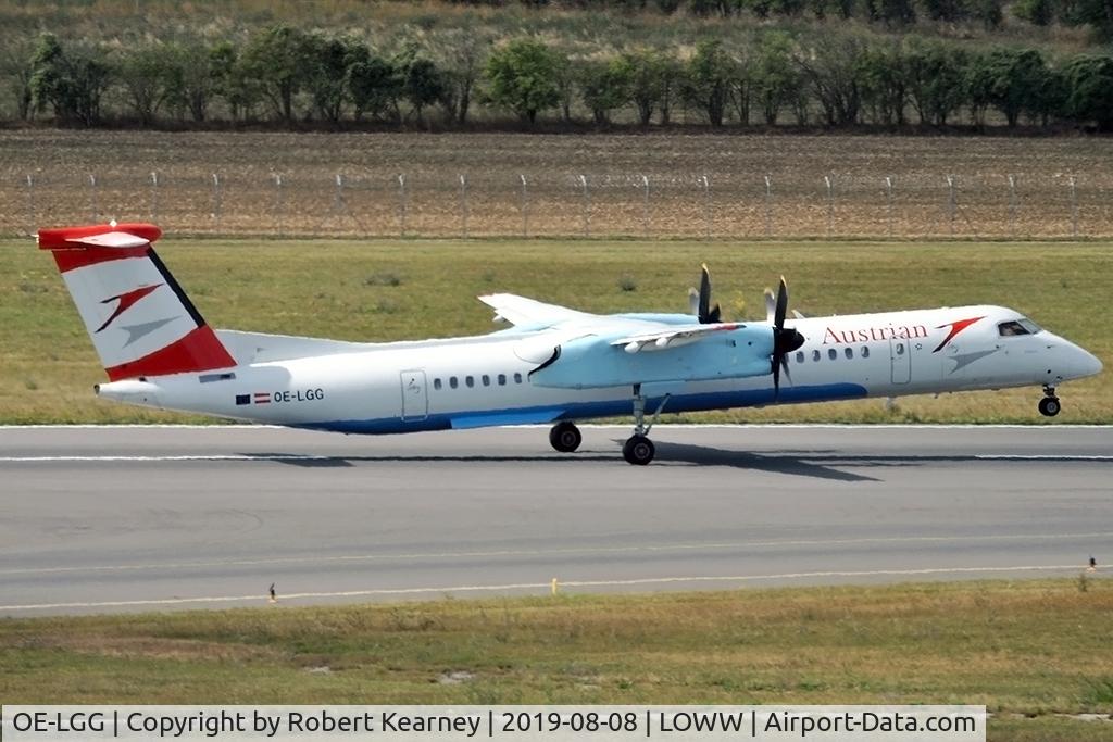 OE-LGG, 2002 De Havilland Canada DHC-8-402Q Dash 8 C/N 4074, Rotating off r/w 29