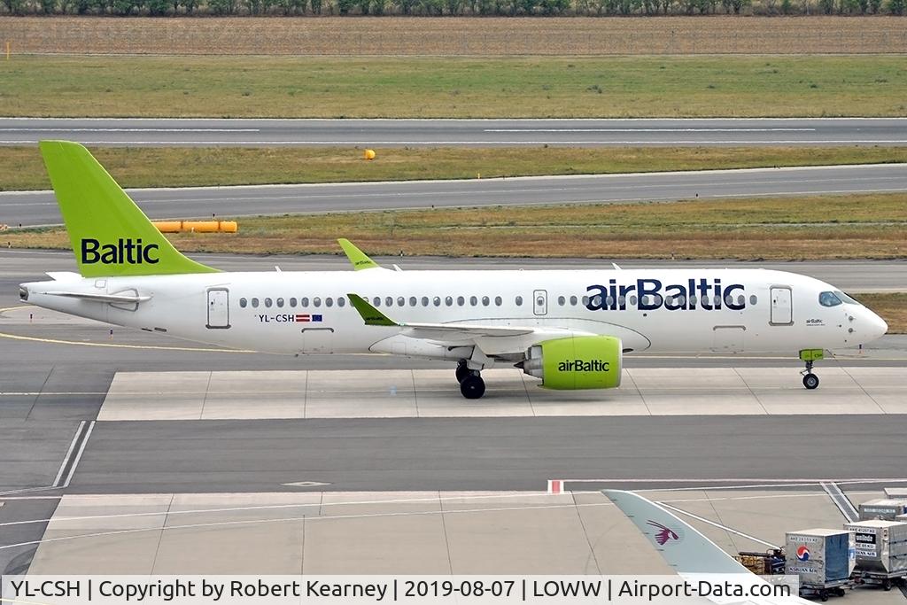 YL-CSH, 2017 Airbus A220-300 C/N 55016, Taxiing in after arrival