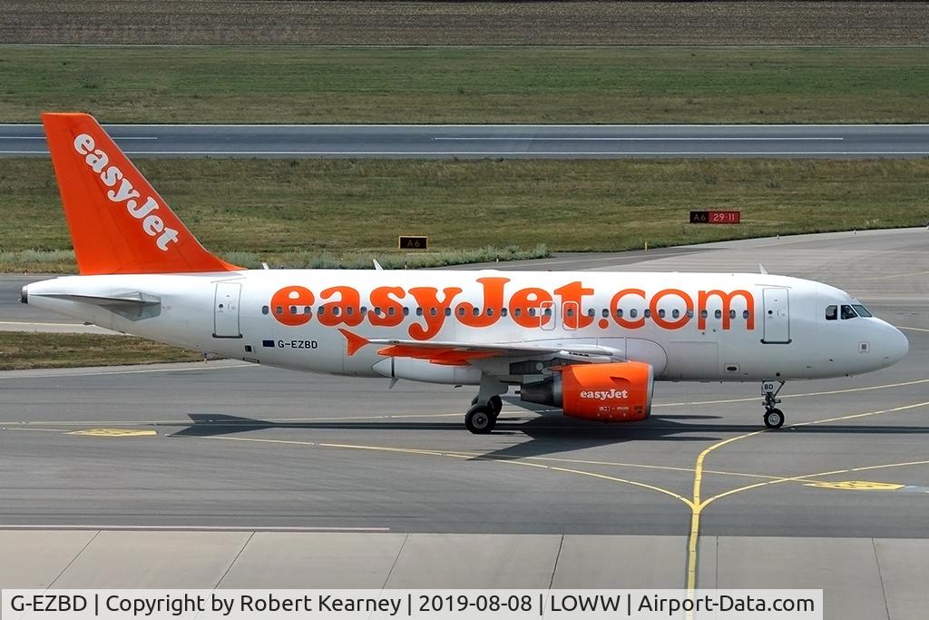 G-EZBD, 2006 Airbus A319-111 C/N 2873, Taxiing in after arrival