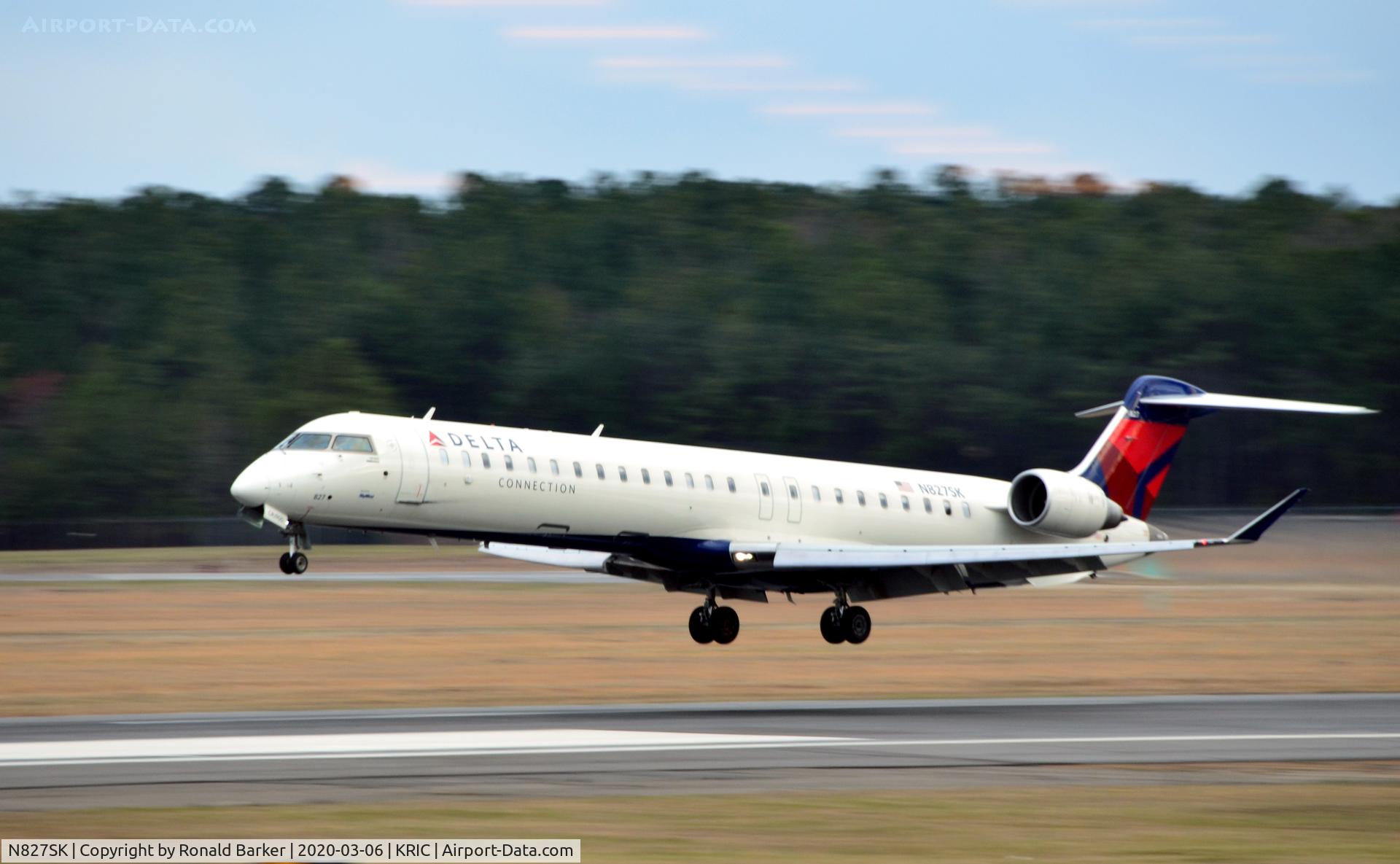 N827SK, 2018 Bombardier CRJ-900LR (CL-600-2D24) C/N 15451, Landing RIC