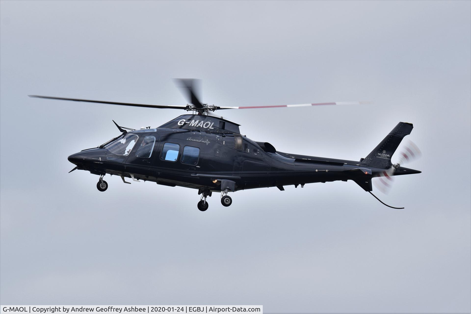 G-MAOL, 2012 AgustaWestland AW-109SP Grand New C/N 22271, G-MAOL landing at Gloucestershire Airport.