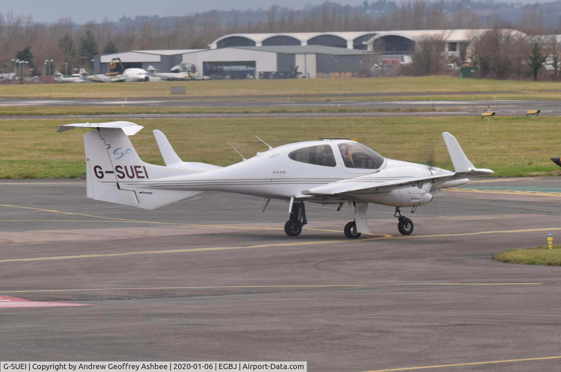 G-SUEI, 2009 Diamond DA-42 Twin Star C/N 42.415, G-SUEI at Gloucestershire Airport.