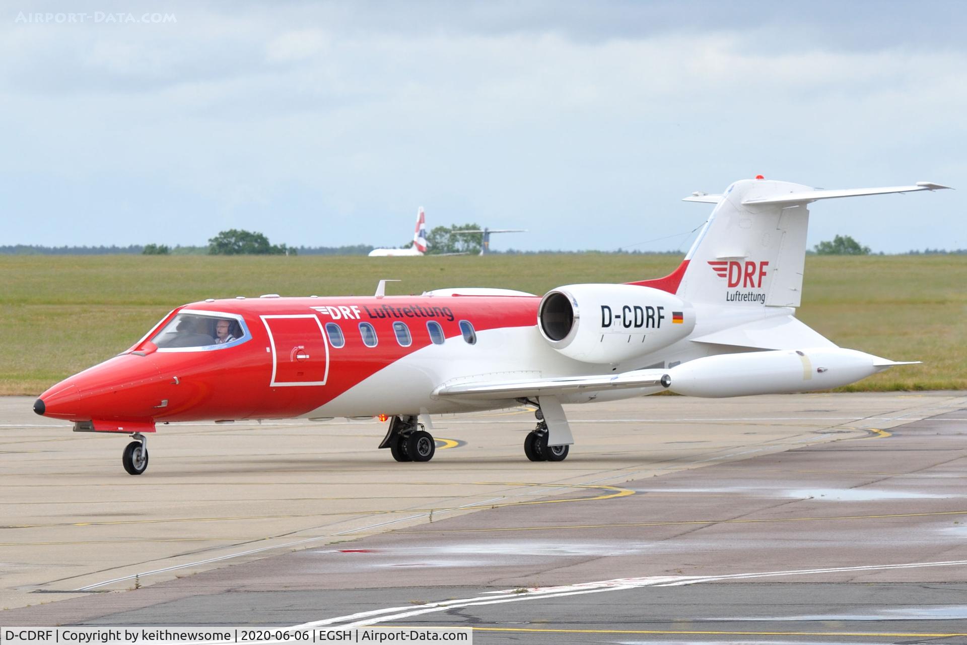 D-CDRF, 2007 Learjet 45 C/N 45-342, Arriving at Norwich from Malaga.