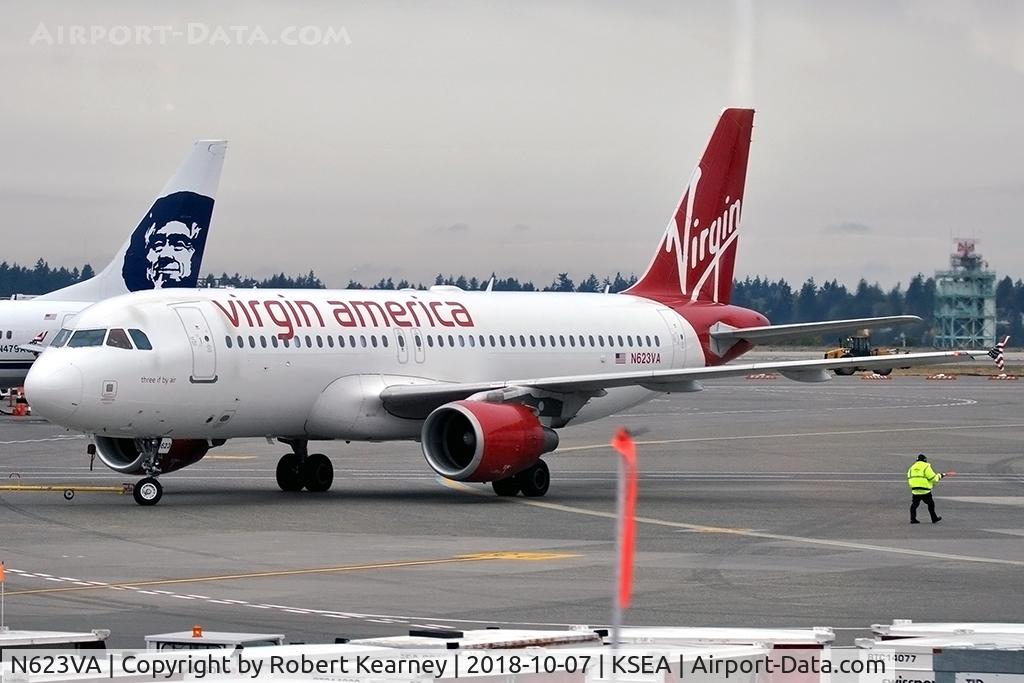 N623VA, 2006 Airbus A320-214 C/N 2740, Pushing back for departure