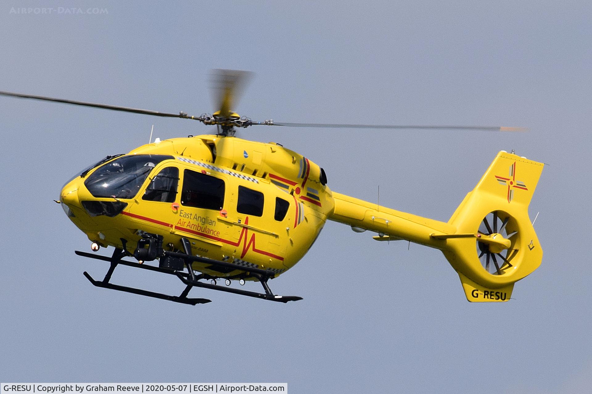 G-RESU, 2015 Airbus Helicopters EC-145T-2 (BK-117D-2) C/N 20052, Landing at Norwich.
