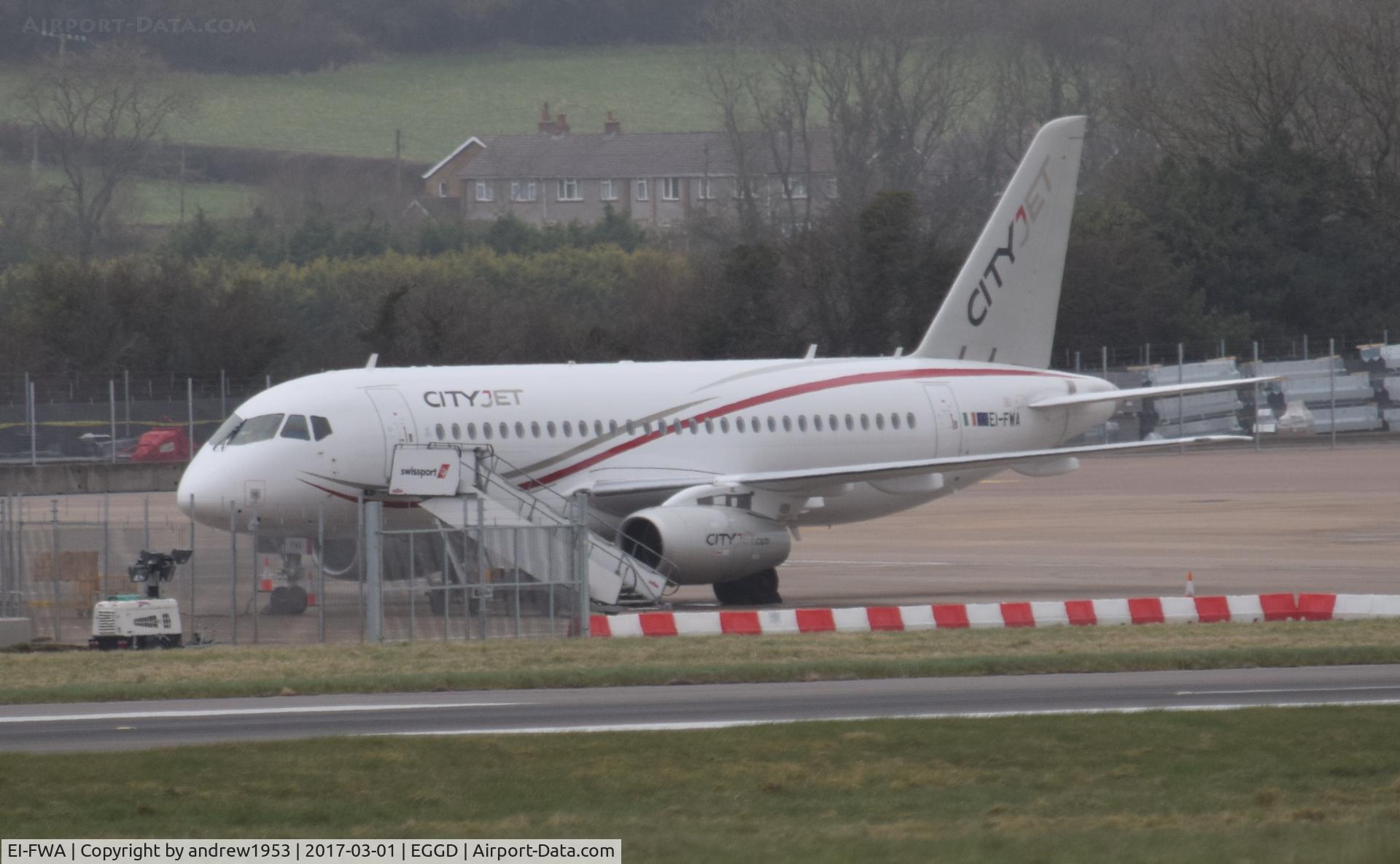 EI-FWA, 2015 Sukhoi Superjet 100-95B C/N 95102, EI-FWA at Bristol Airport.