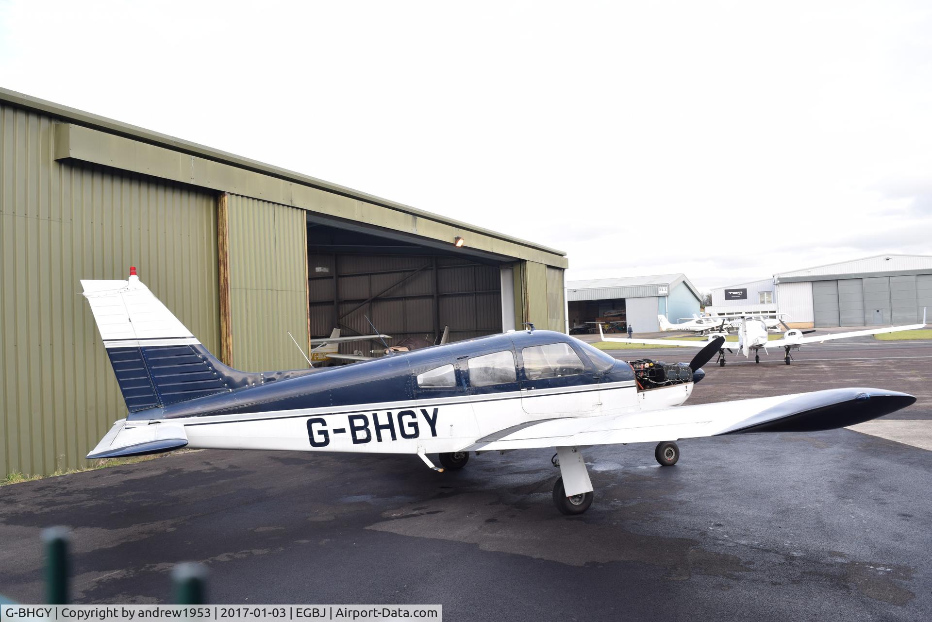 G-BHGY, 1973 Piper PA-28R-200-2 Cherokee Arrow II C/N 28R-7435086, G-BHGY at Gloucestershire Airport.