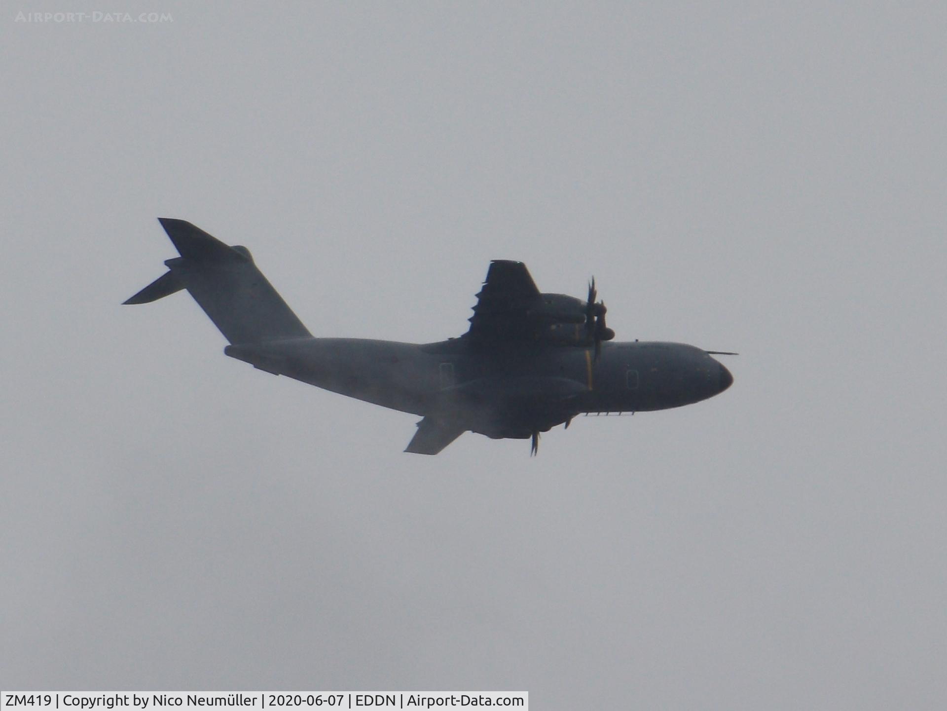 ZM419, 2018 Airbus A400M-180 Atlas C.1 C/N 077, Royal Air Force A400M is landing in NUE/EDDN