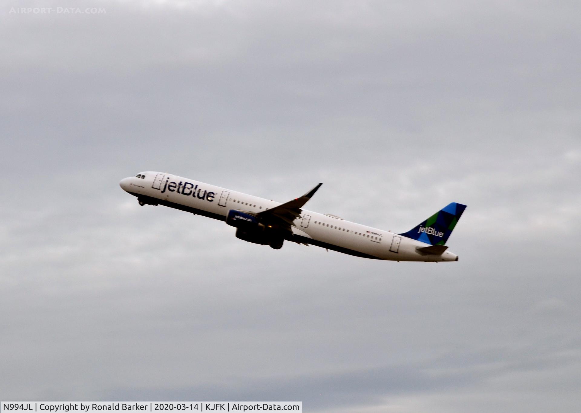 N994JL, 2018 Airbus A321-231 C/N 8185, Takeoff JFK