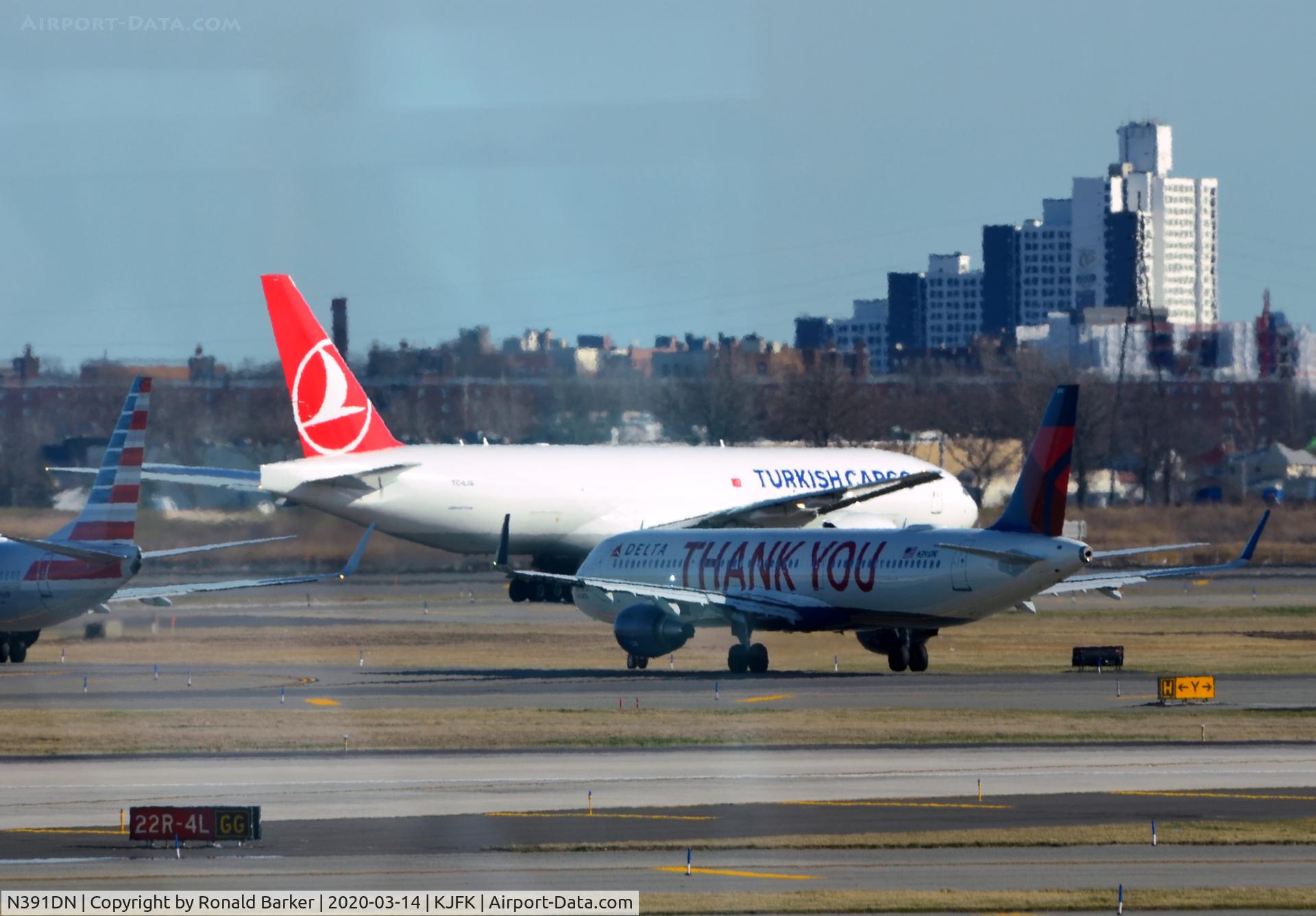N391DN, 2019 Airbus A321-211 C/N 9027, Delta ship & Turkish cargo taxi JFK
