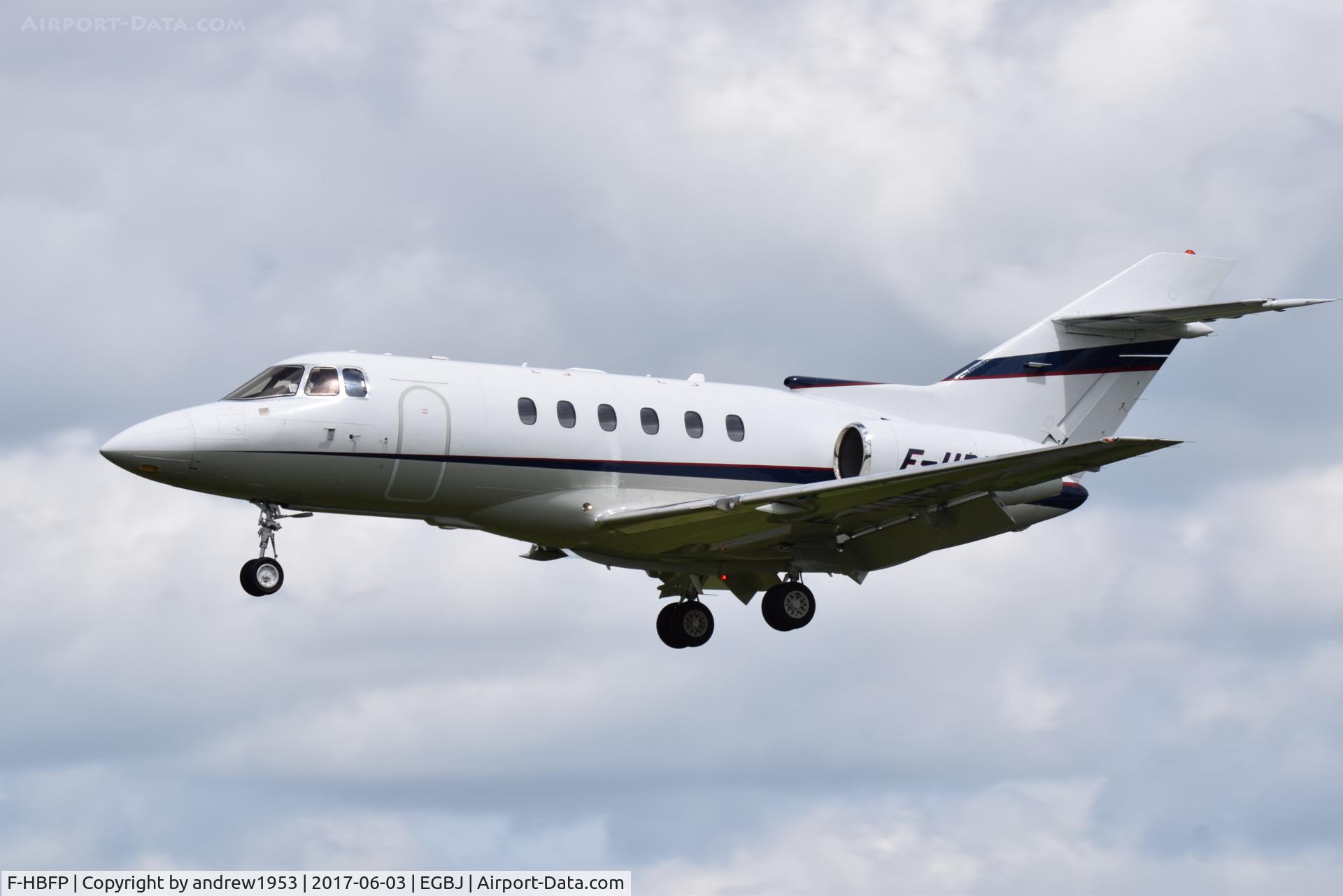 F-HBFP, 2004 Raytheon Hawker 800XP C/N 258689, F-HBFP landing at Gloucestershire Airport.