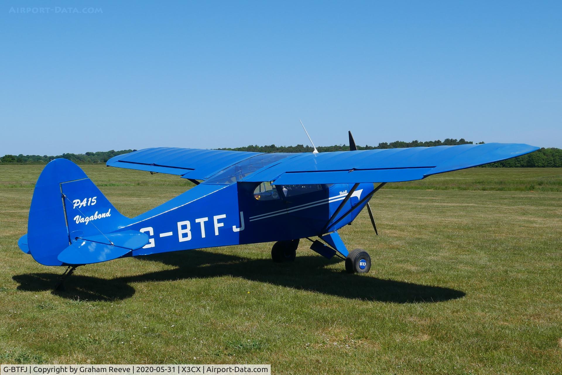 G-BTFJ, 1948 Piper PA-15 Vagabond Vagabond C/N 15-159, Parked at Northrepps.