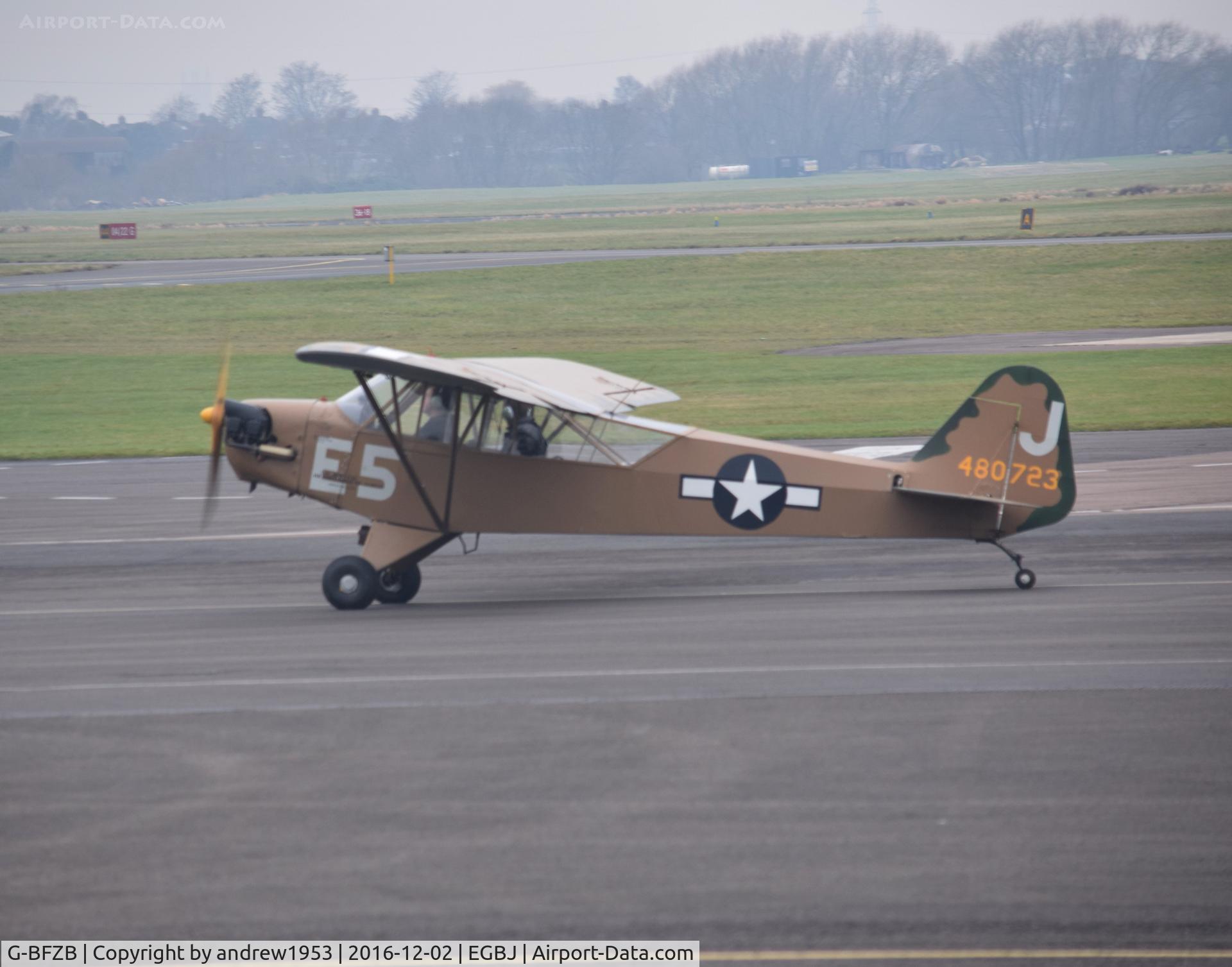 G-BFZB, 1947 Piper L-4J Grasshopper (J3C-65D) C/N 13019, G-BFZB at Gloucestershire Airport.