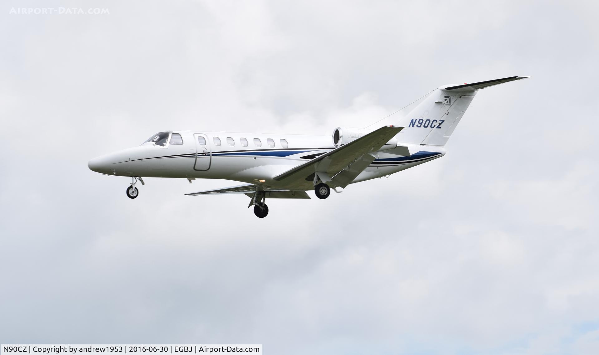 N90CZ, 2006 Cessna 525B CitationJet CJ3 C/N 525B-0090, N90CZ landing at Gloucestershire Airport.