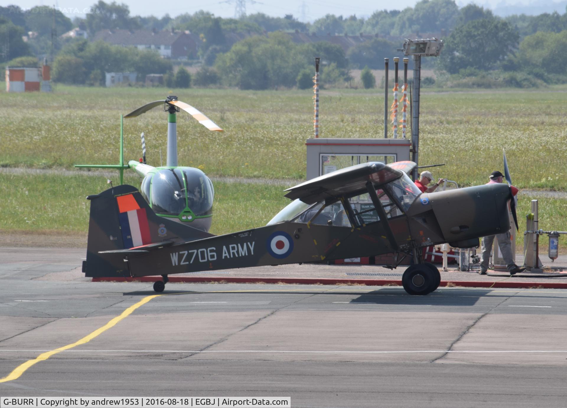 G-BURR, 1955 Auster AOP.9 C/N B5/10/32, G-BURR at Gloucestershire Airport.