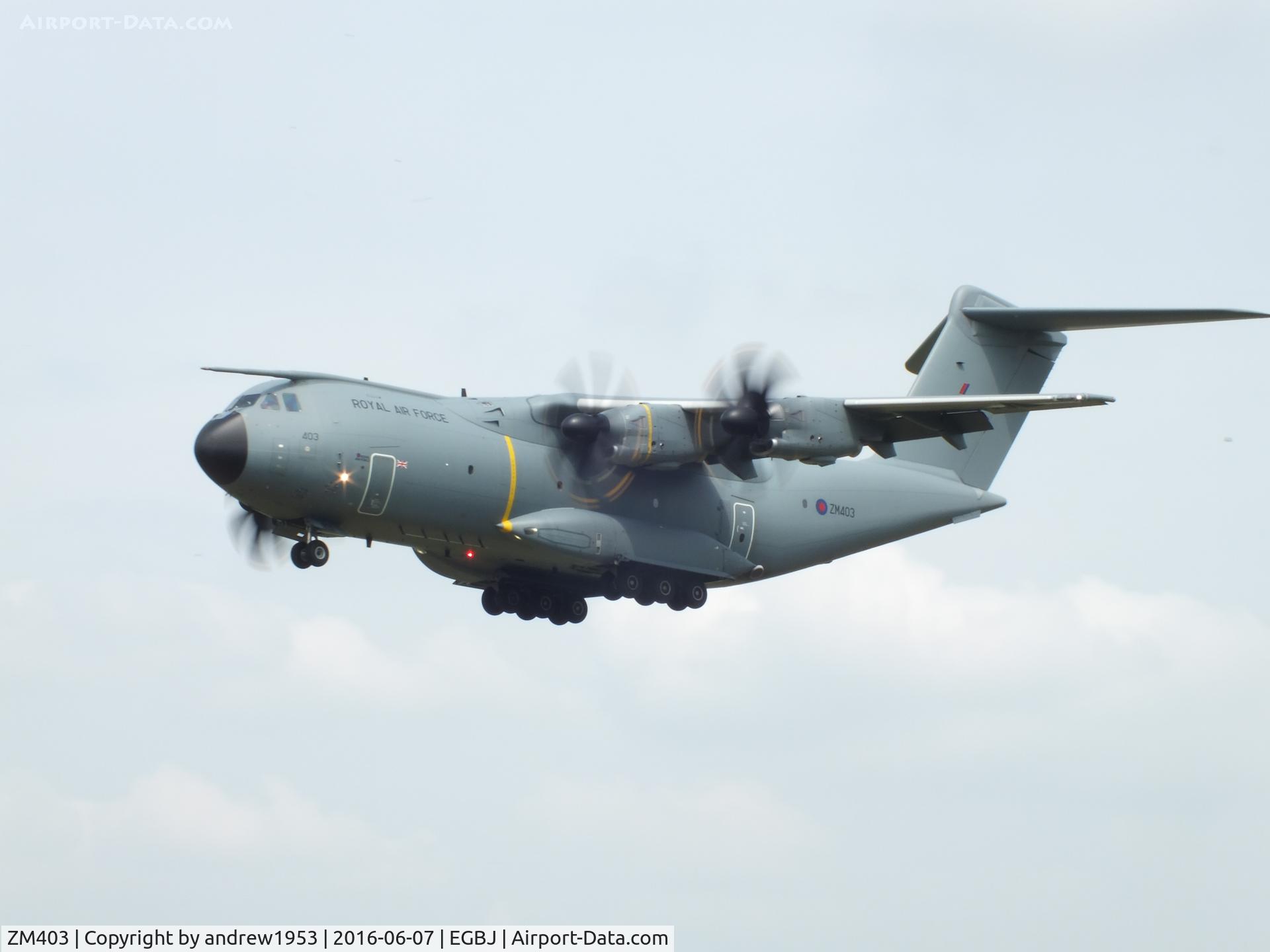 ZM403, 2015 Airbus A400M-180 Atlas C.1 C/N 020, ZM403 at Gloucestershire Airport.