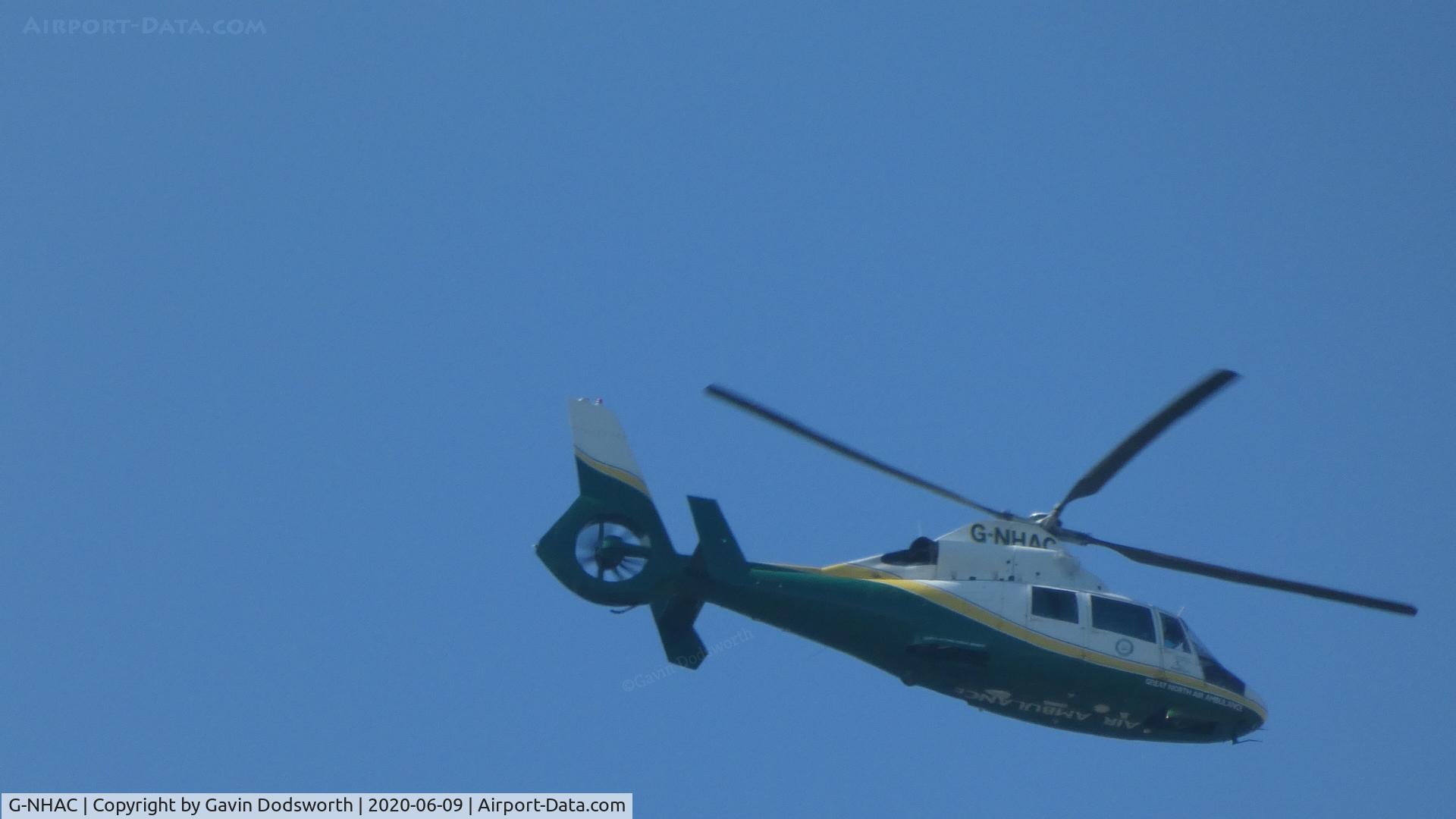 G-NHAC, 1996 Eurocopter AS-365N-2 Dauphin 2 C/N 6497, Westbound over Darlington on June 9th 2020