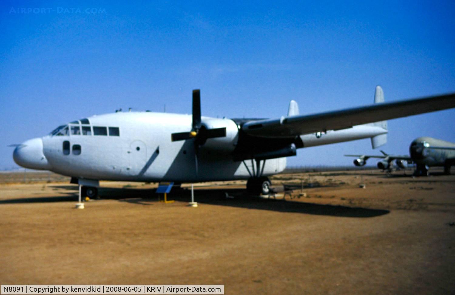 N8091, Fairchild C-119G Flying Boxcar C/N 10906, At March AFB Museum, circa 1993.