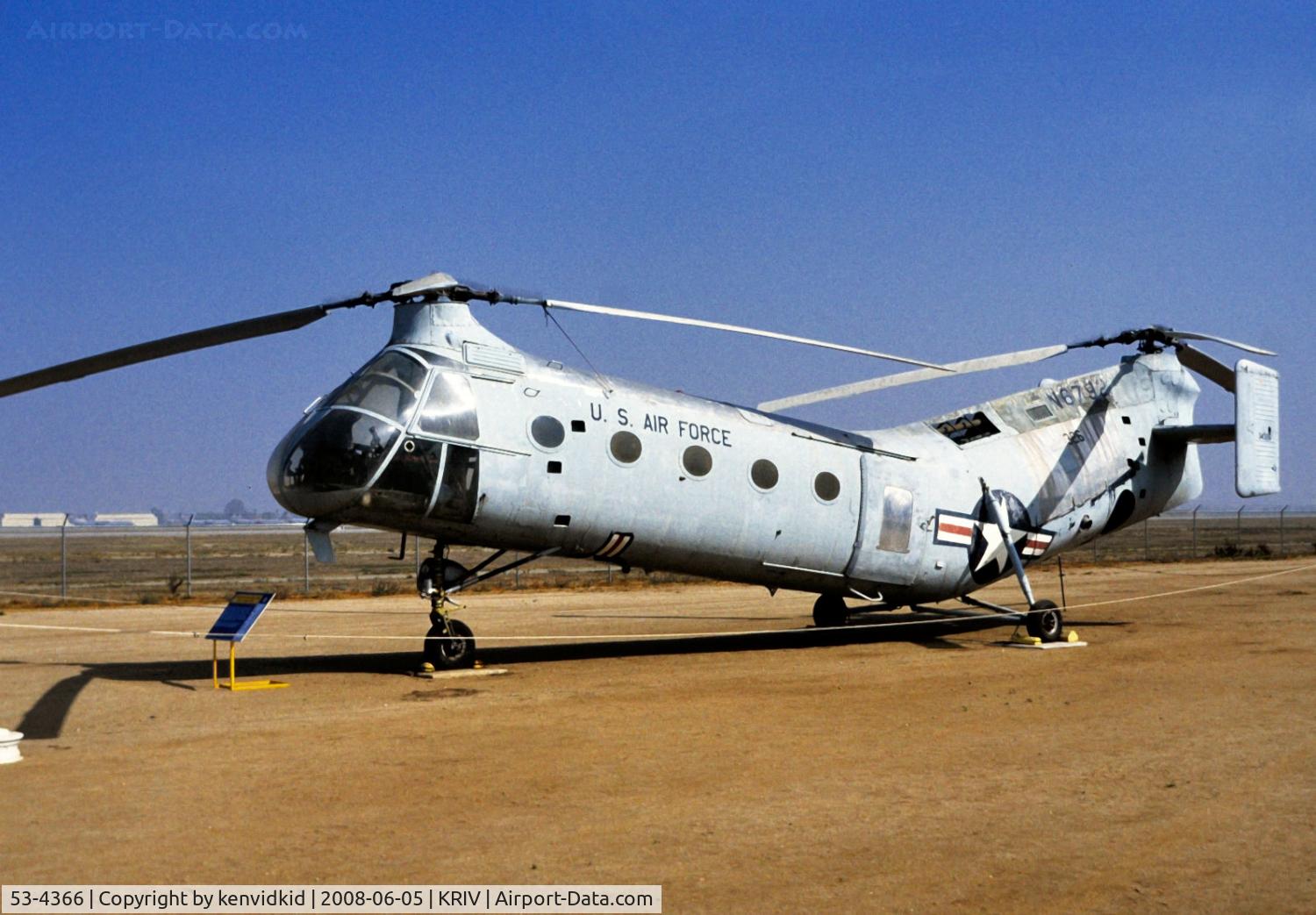 53-4366, 1953 Vertol H-21B Workhorse C/N B.116, At March AFB Museum, circa 1993.