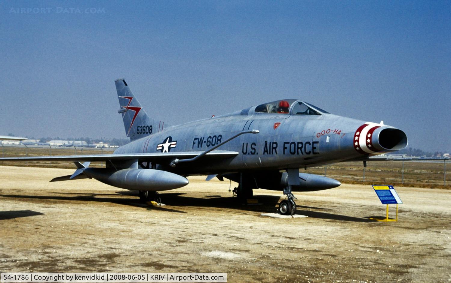 54-1786, 1955 North American F-100C Super Sabre C/N 217-47, At March AFB Museum, circa 1993.
Marked as 55-3608.