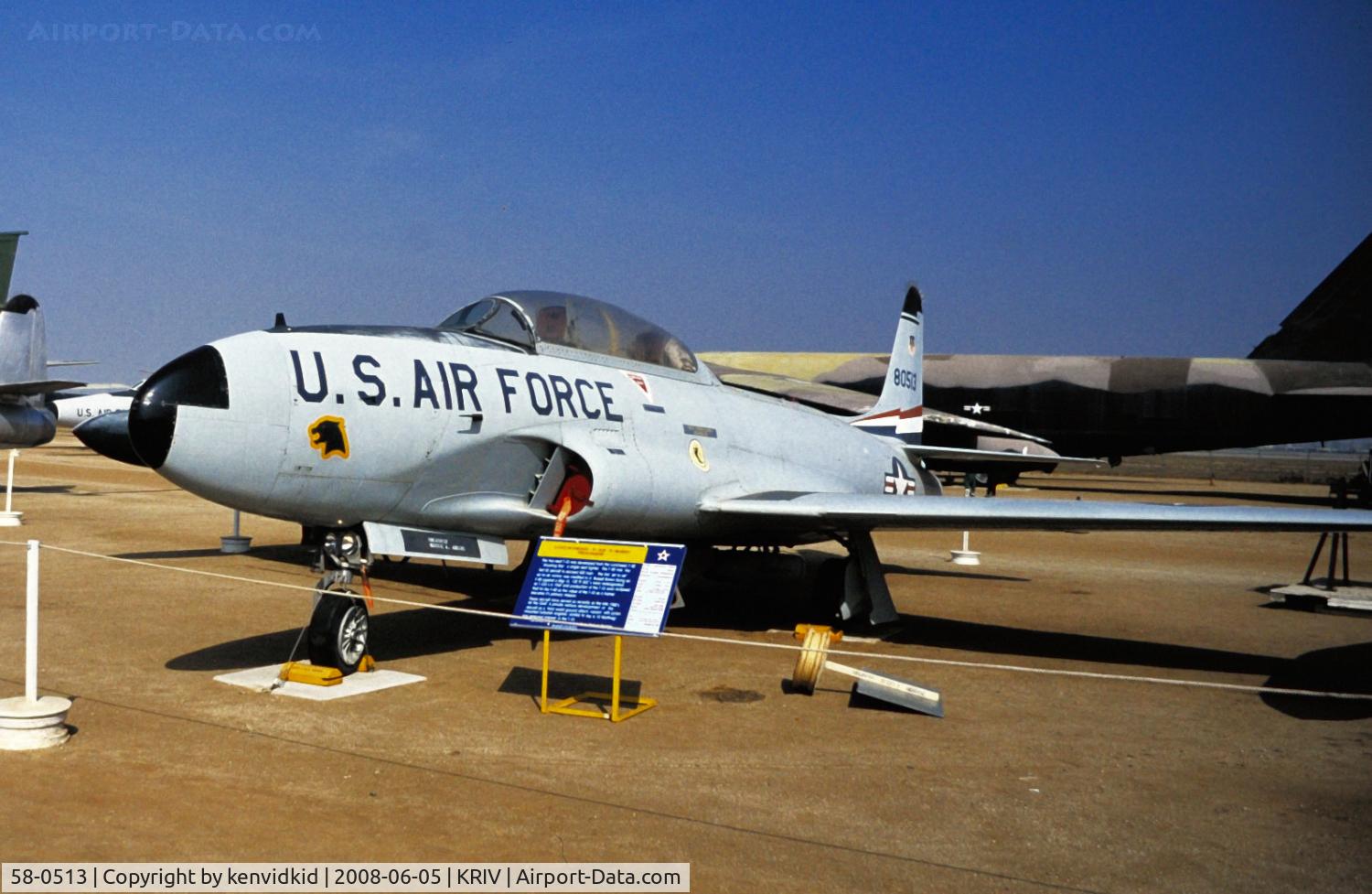 58-0513, 1958 Lockheed T-33A Shooting Star C/N 580-1562, At March AFB Museum, circa 1993.