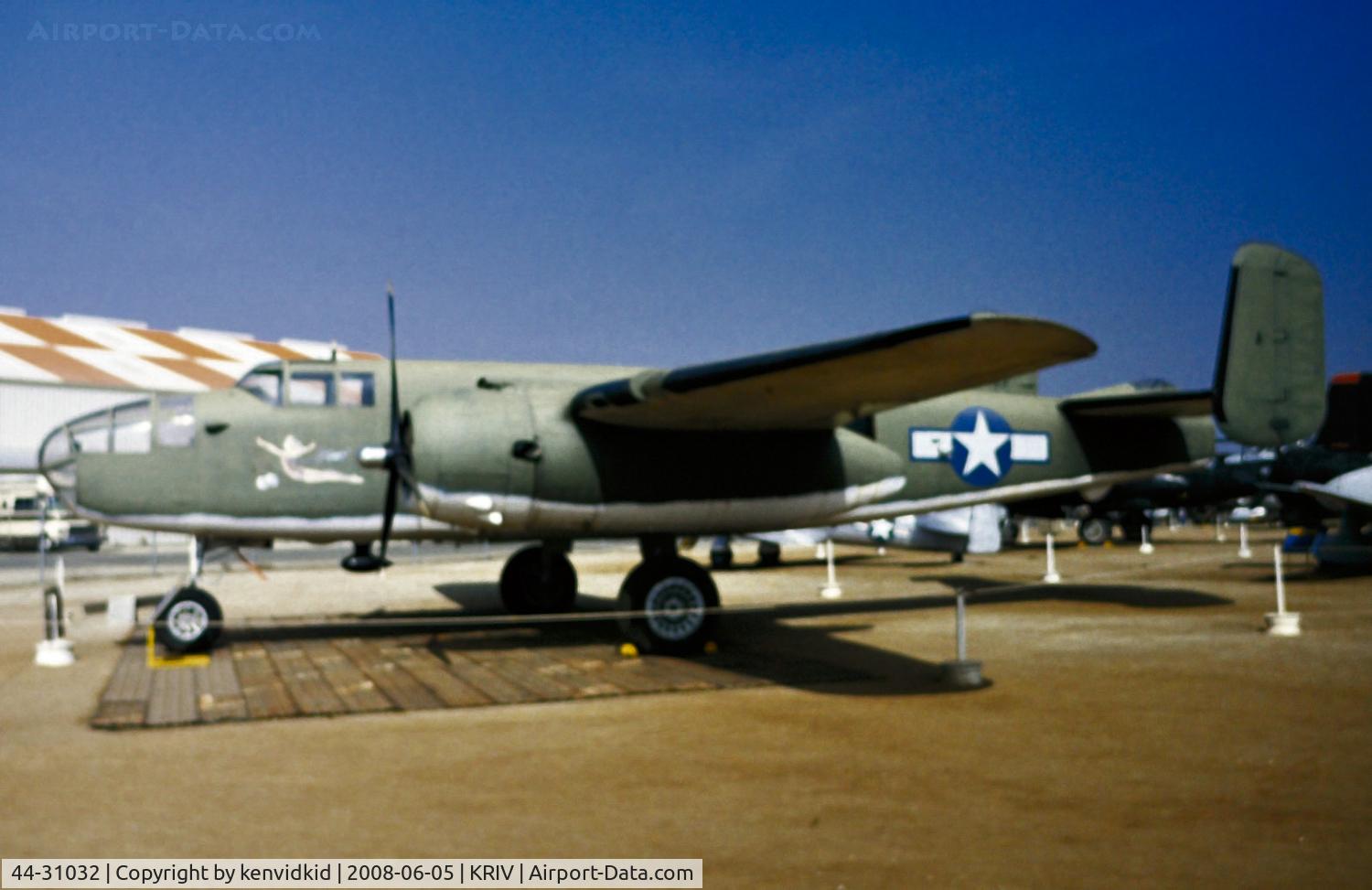 44-31032, 1944 North American B-25J Mitchell Mitchell C/N 108-35357, At March AFB Museum, circa 1993.