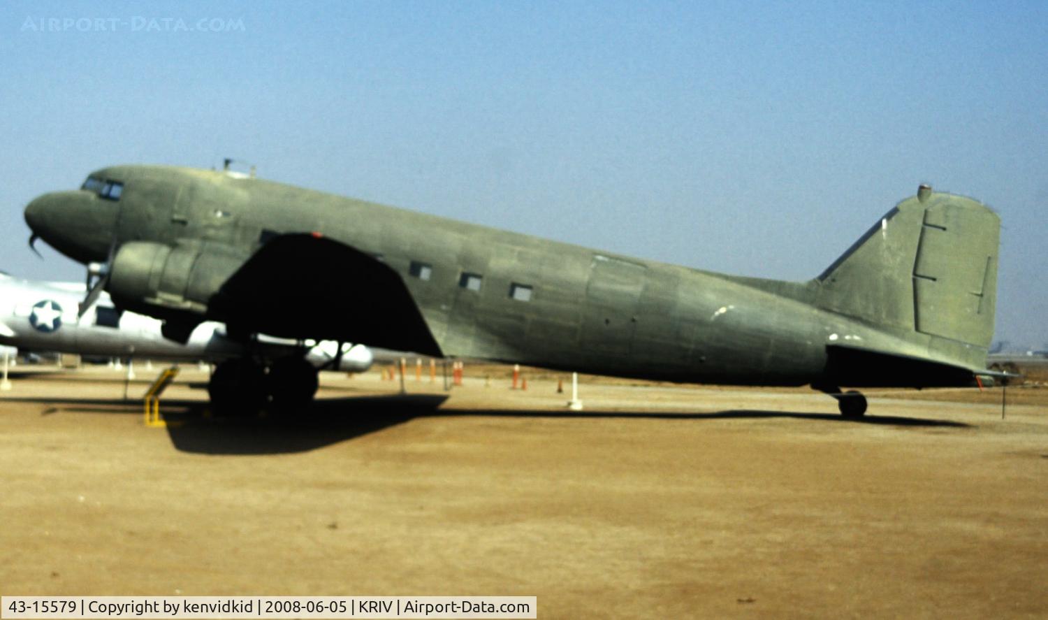 43-15579, 1943 Douglas VC-47A Skytrain C/N 20045, At March AFB Museum, circa 1993.