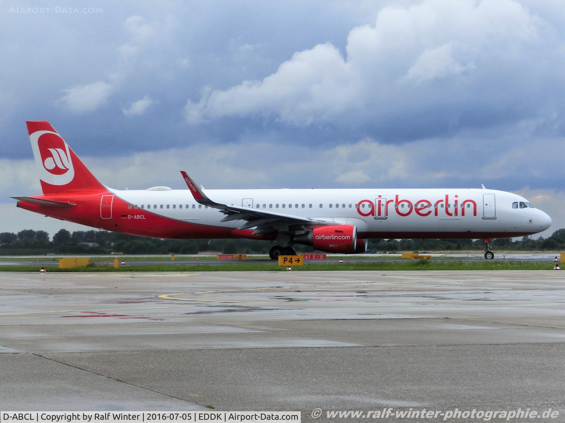 D-ABCL, 2014 Airbus A321-211 C/N 6168, Airbus A321-211(W) - AB BER Air Berlin - 6168 - D-ABCL - 05.07.2016 - CGN